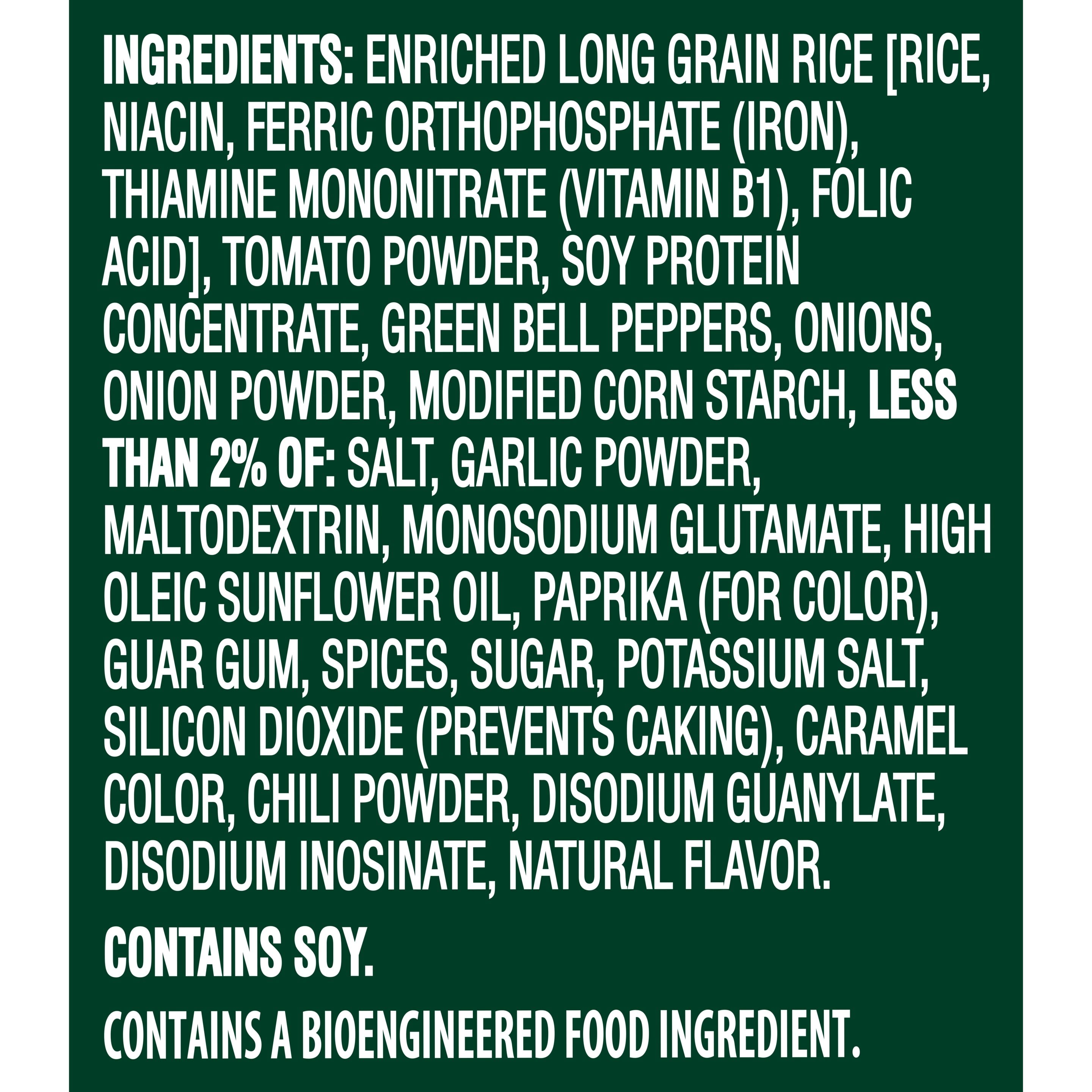 Jambalaya Rice Cup Ingredients
