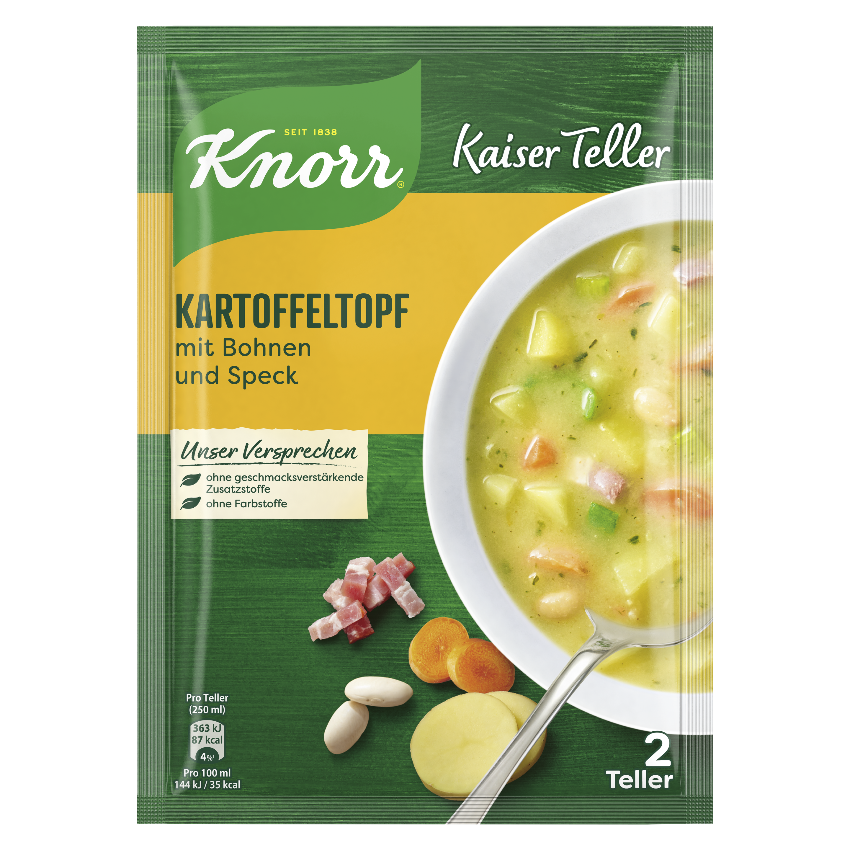 Knorr Kaiser Teller Kartoffeltopf mit Bohnen und Speck 2 Teller