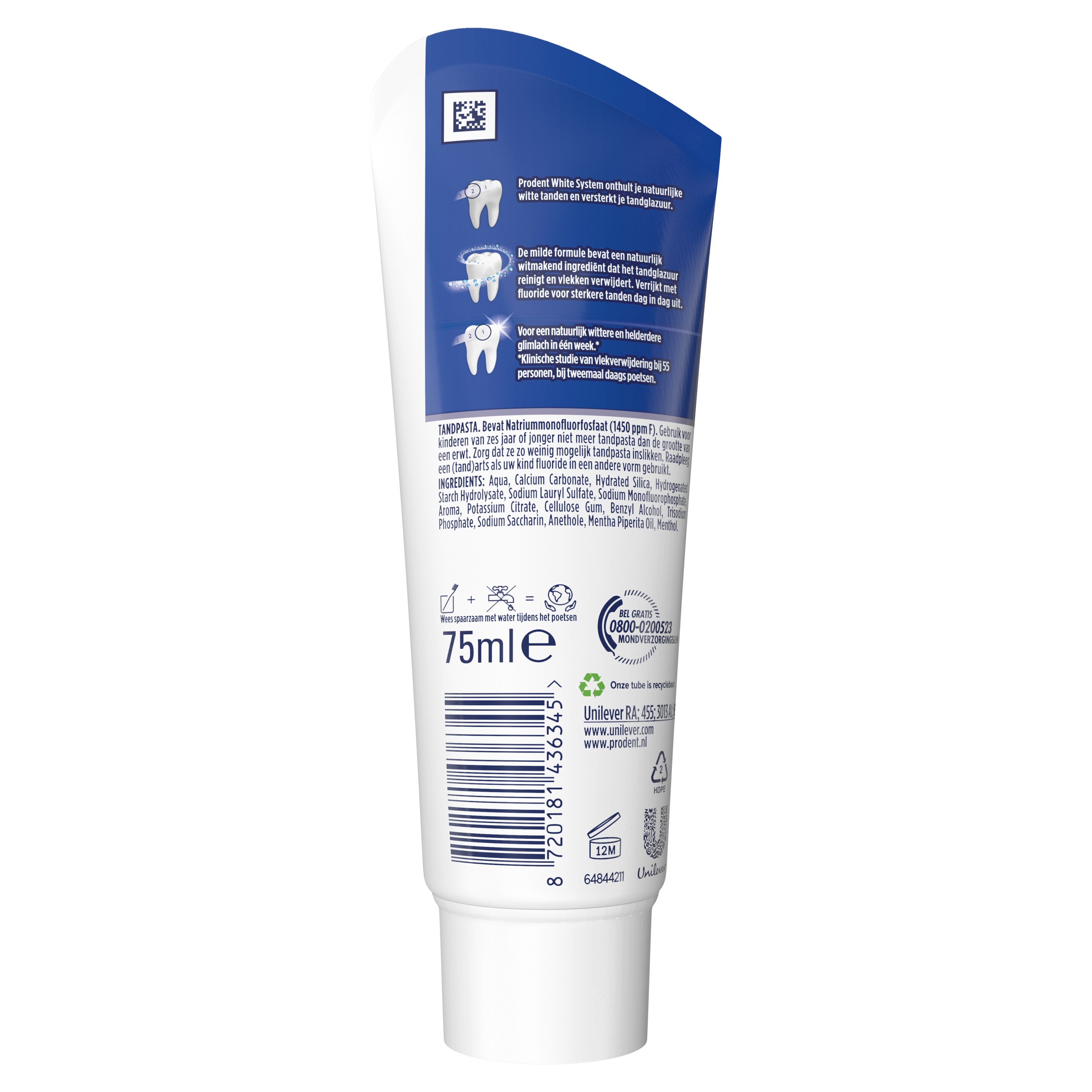 Prodent Tandpasta White System 75 ml - Achterkant tube