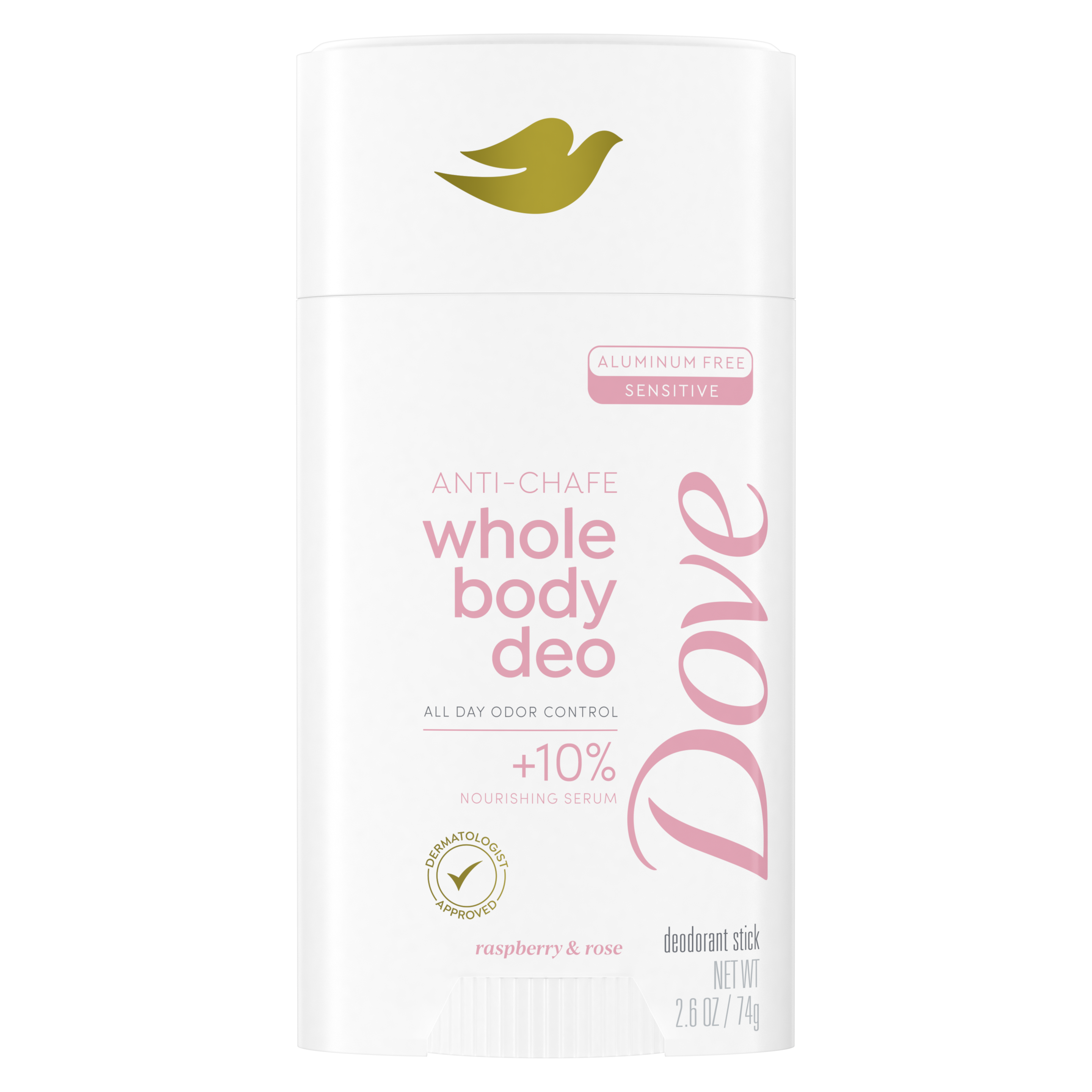 Dove Whole Body Deo Raspberry & Rose Anti-Chafe Stick 2.6 oz