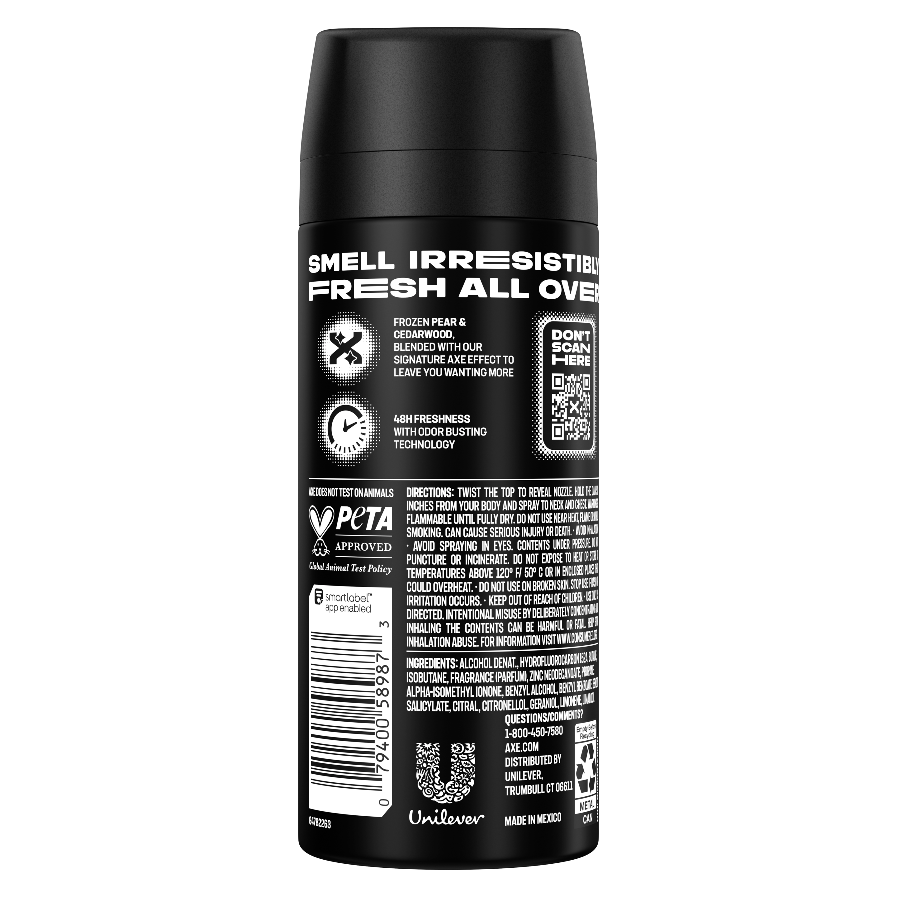 Black Deodorant Body Spray Back