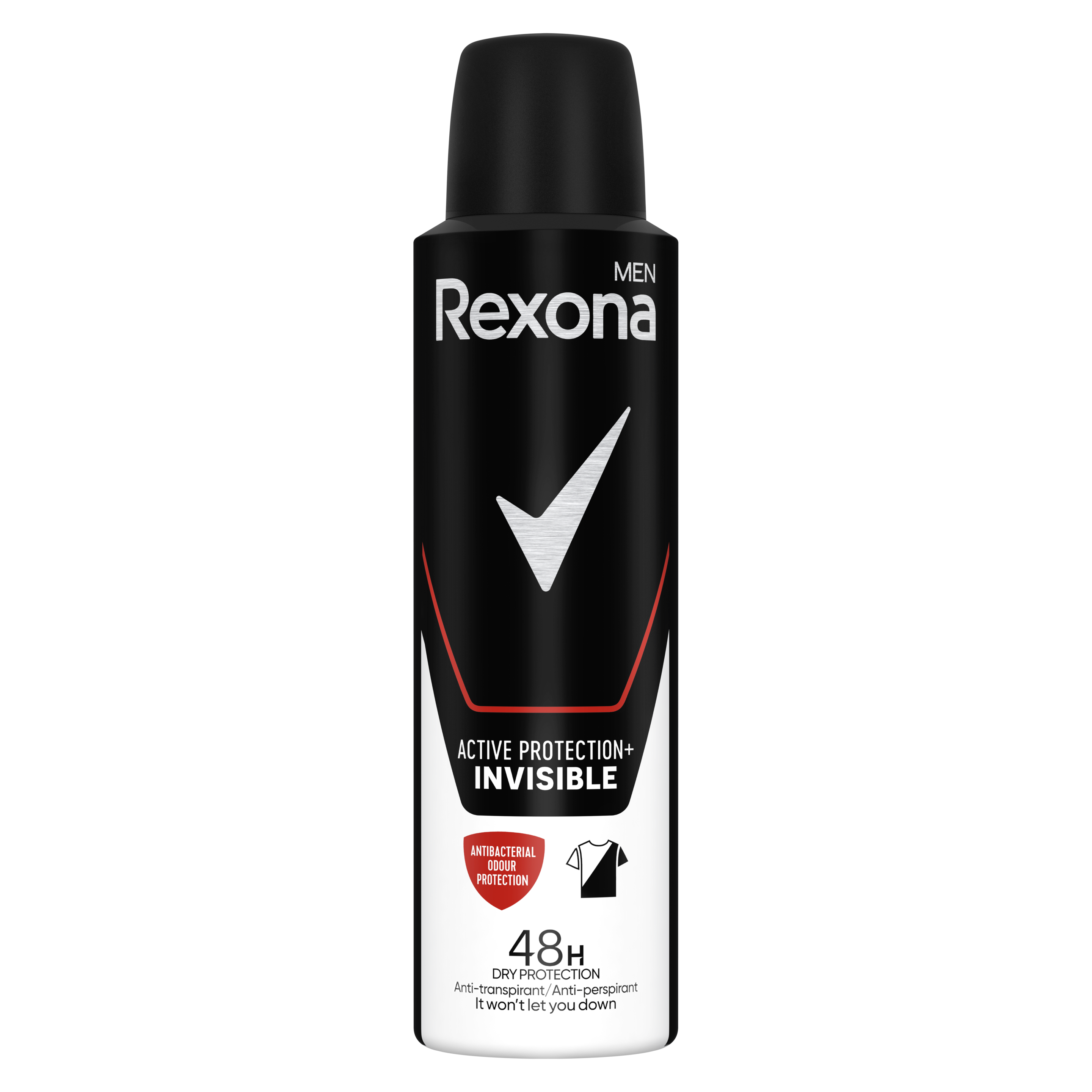 Антиперспірант аерозоль Rexona men Невидимий на чорному та білому одязі Активний захист packshot