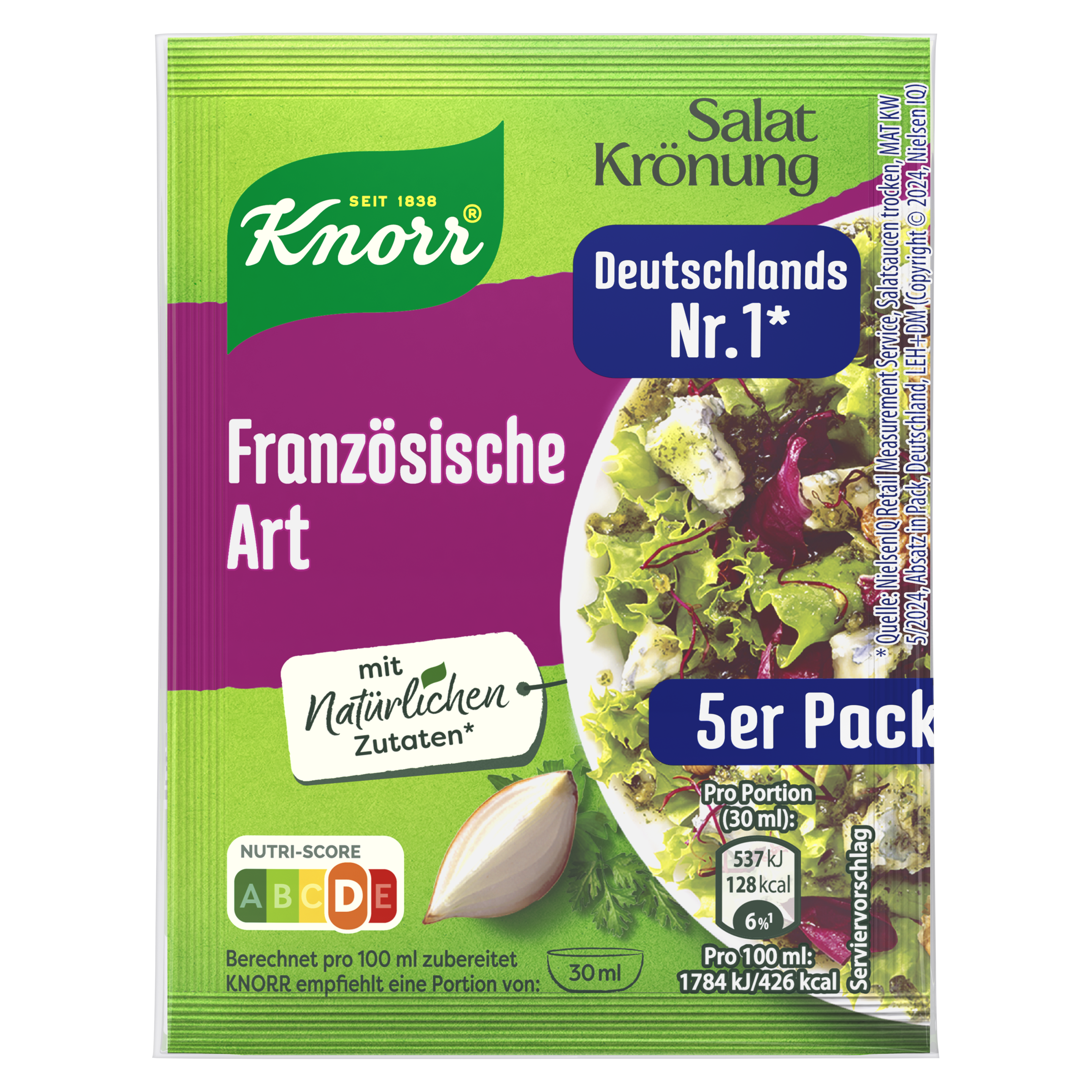 Knorr Salatkrönung Französische Art Dressing 5er-Pack ergibt 450 ml