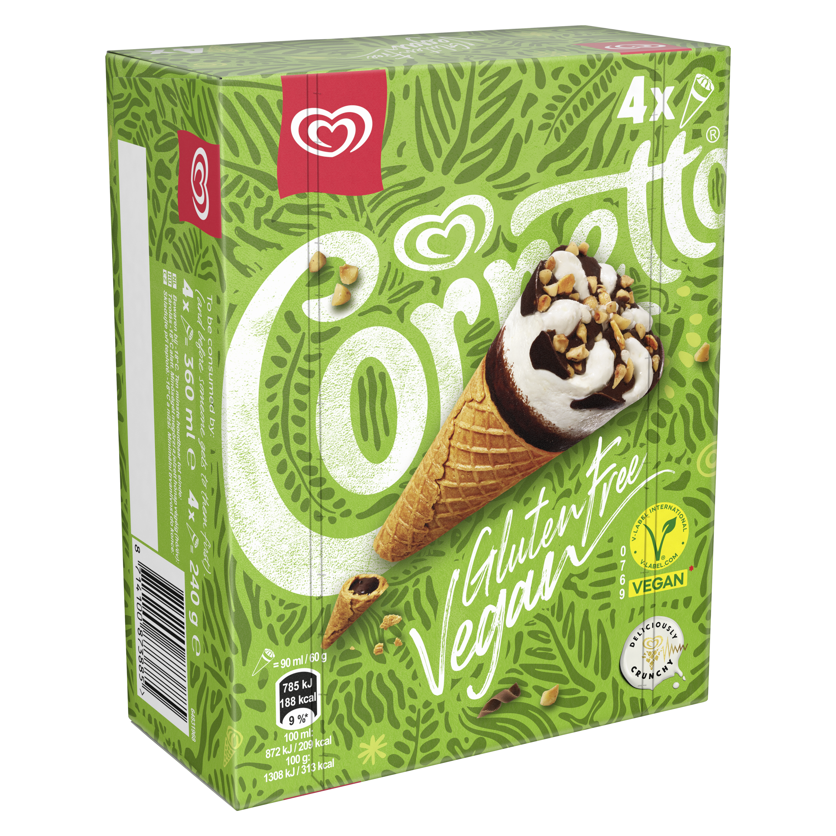 Cornetto Classico Vegan Glutenfree 4x90ml packshot