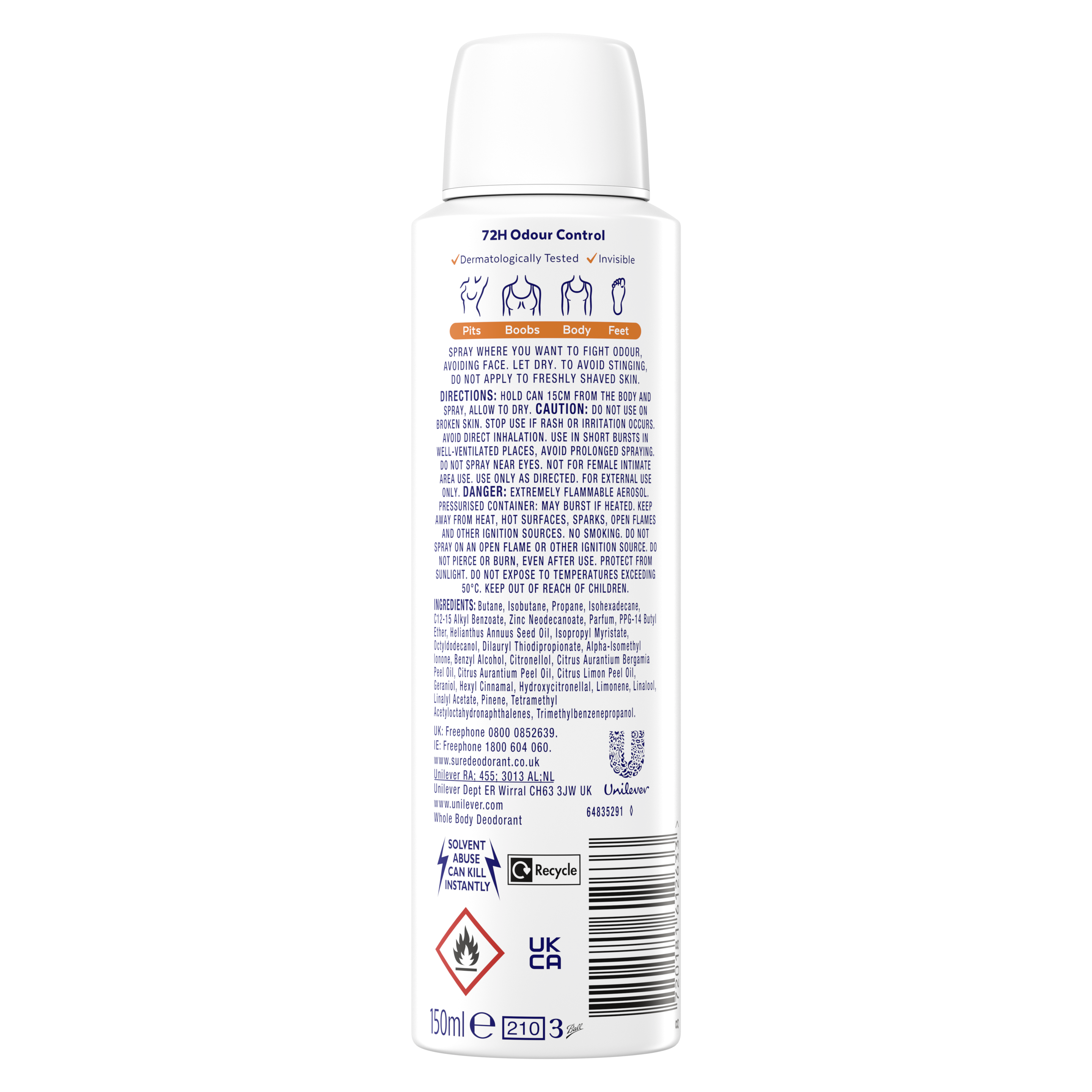 Sure Women Fresh Citrus Whole Body Antiperspirant Deodorant Spray