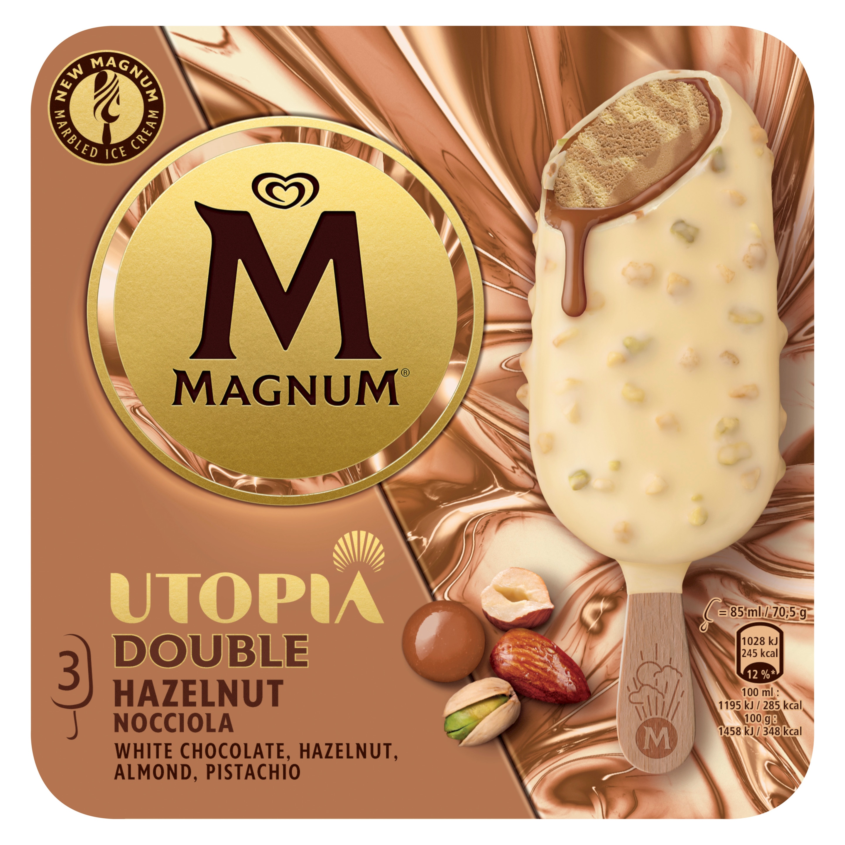 Magnum Utopia Ice Cream Sticks Double Hazelnut 3x 85 ml