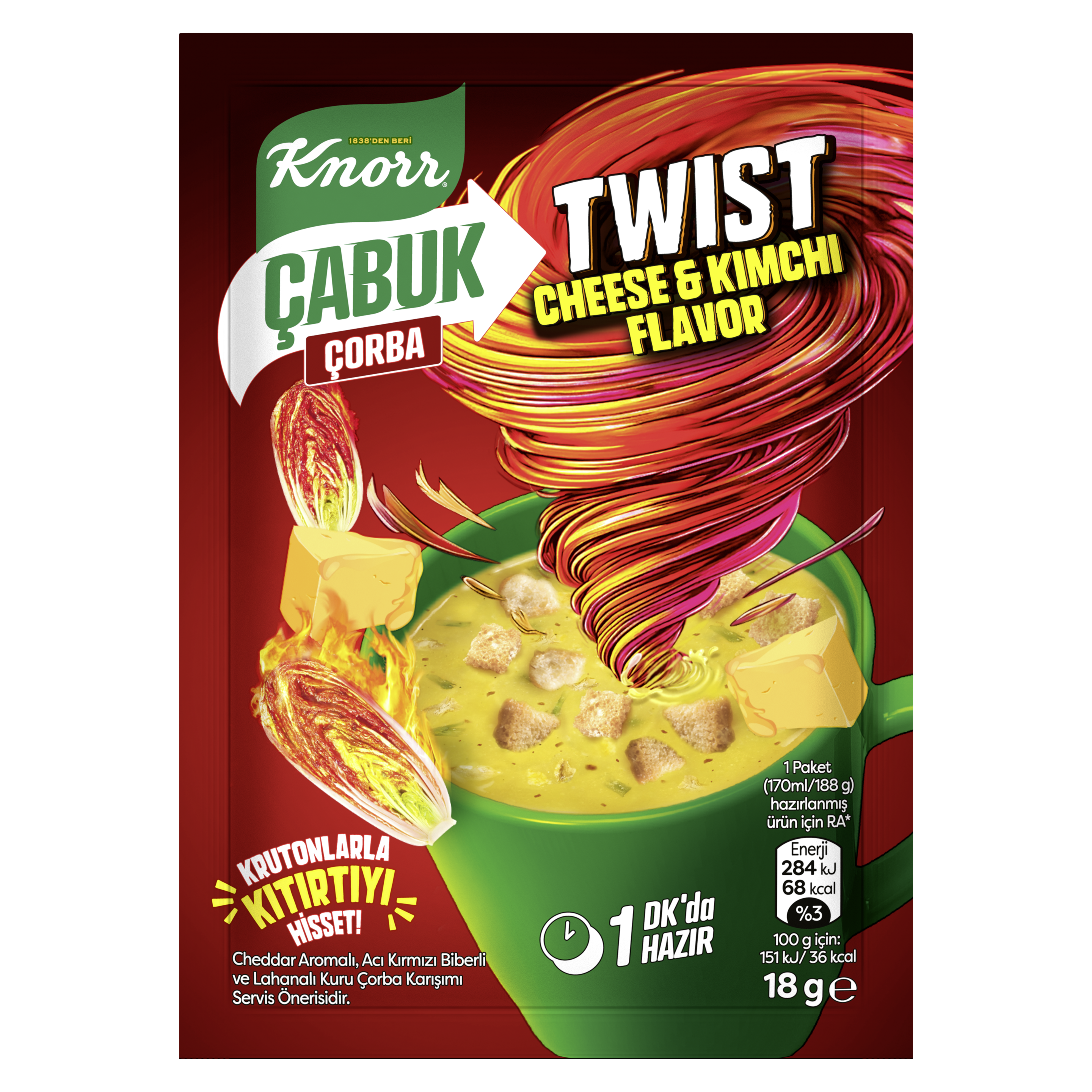 Knorr Çabuk Çorba Cheese & Kimchi packshot