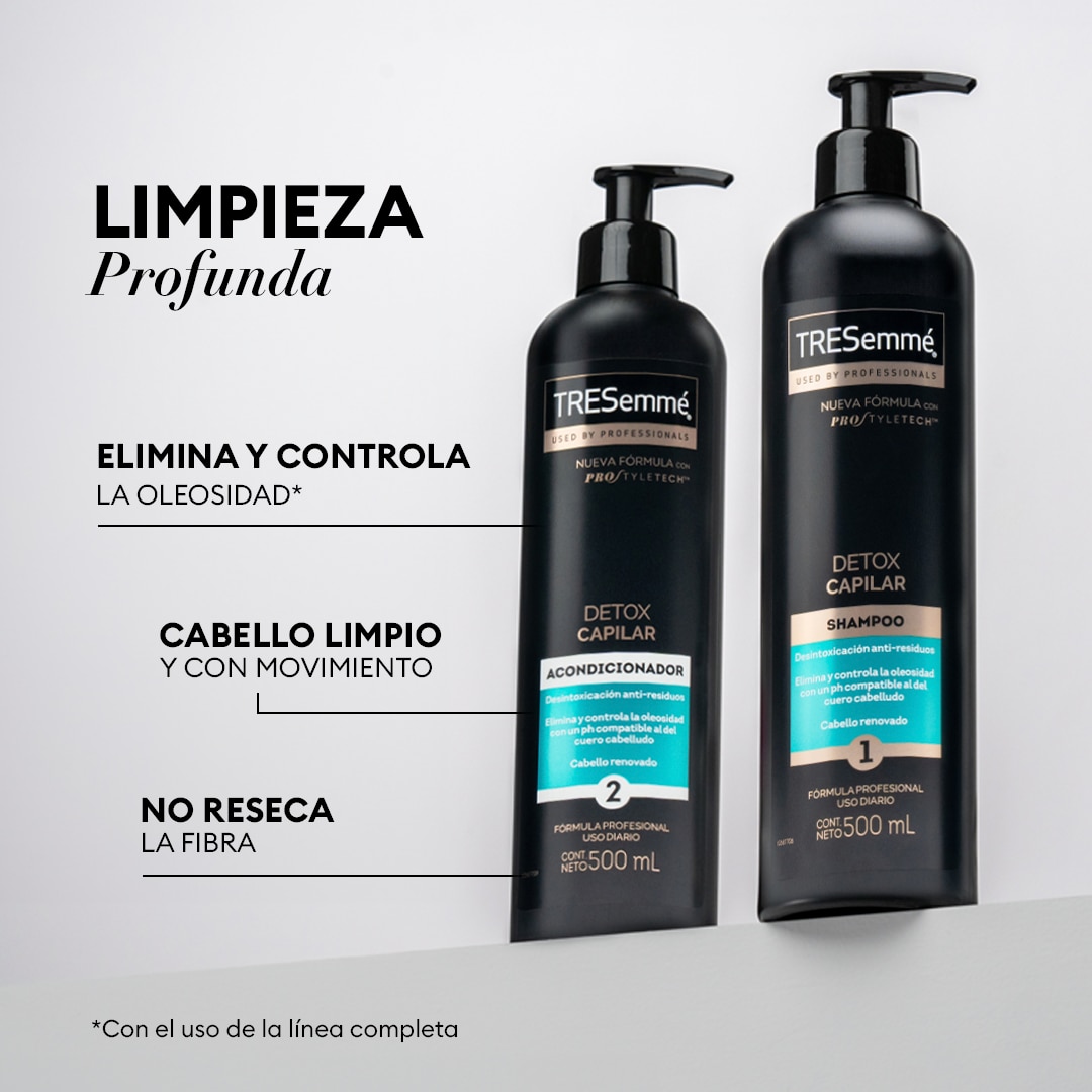 Línea de shampoo y acondicionador detox capilar de Tresemmé