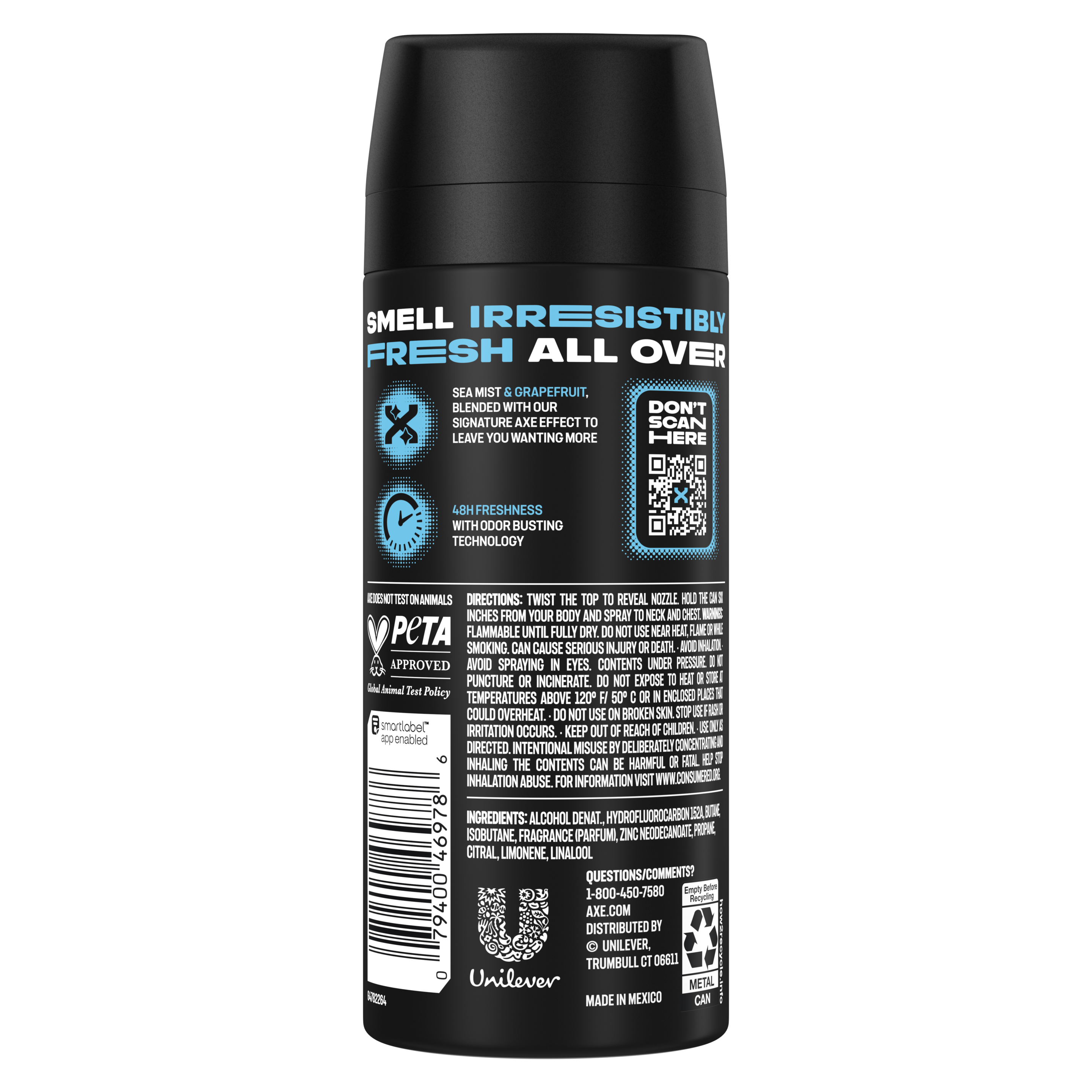 Cool Ocean Deodorant Body Spray with Essential Oils Back