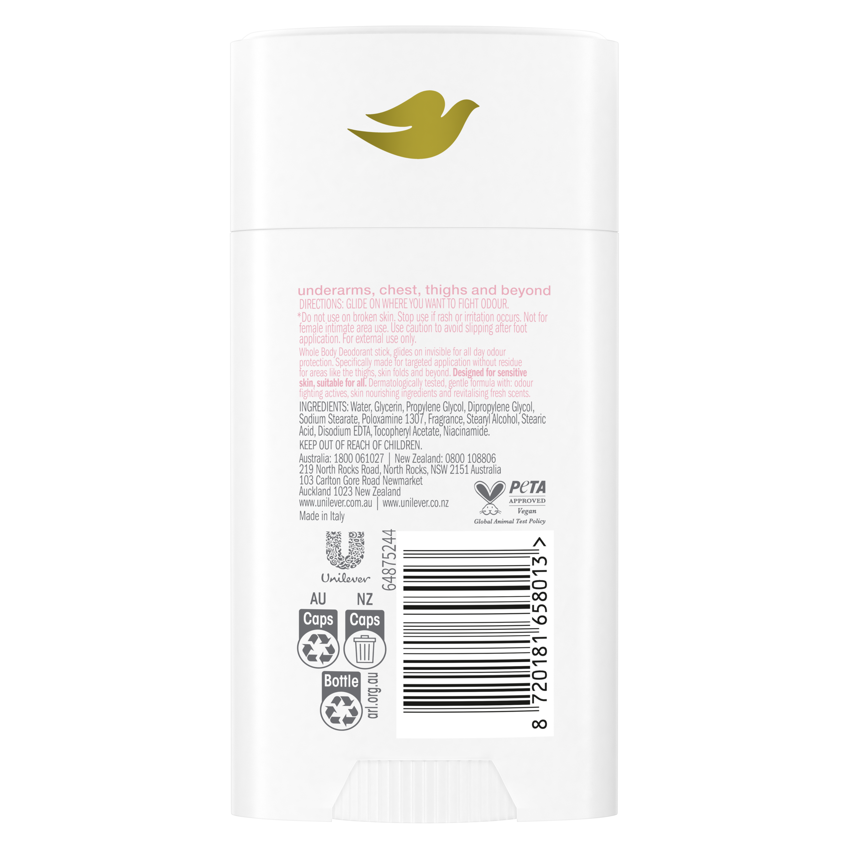 Women's Raspberry & Rose Whole Body Deodorant Stick 81g