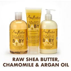 Treat baby to the Raw Shea Chamomile and Argan Oil Collection from SheaMoisture. Our baby collection is perfect for keeping sensitive skin smooth and soft.