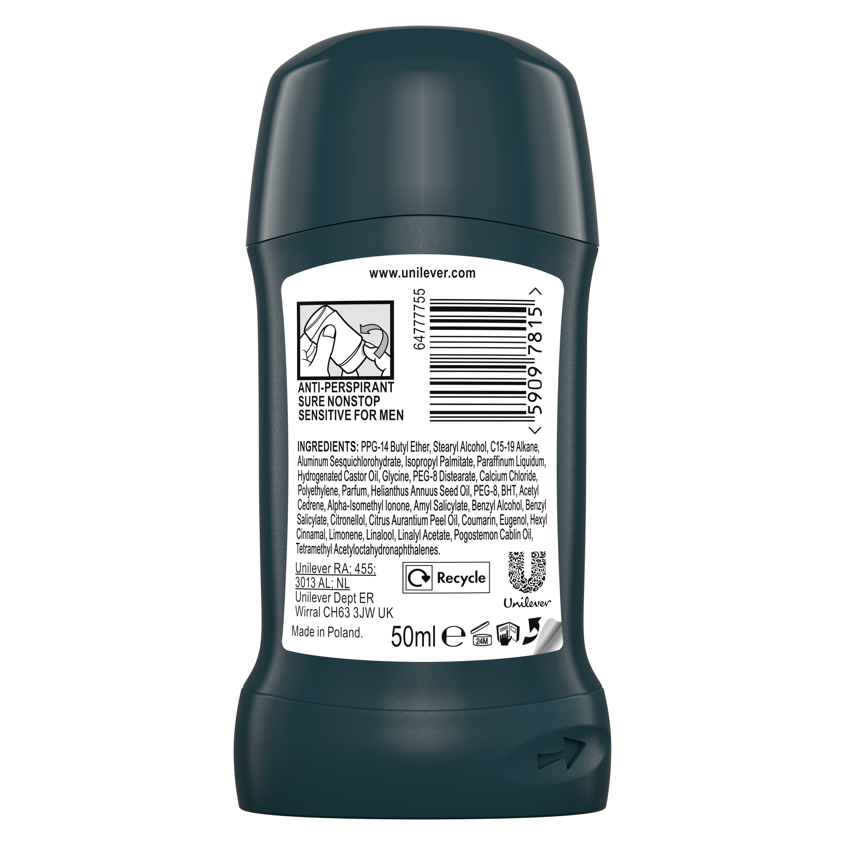 Sure Men 72hr Sensitive Antiperspirant Deodorant Stick