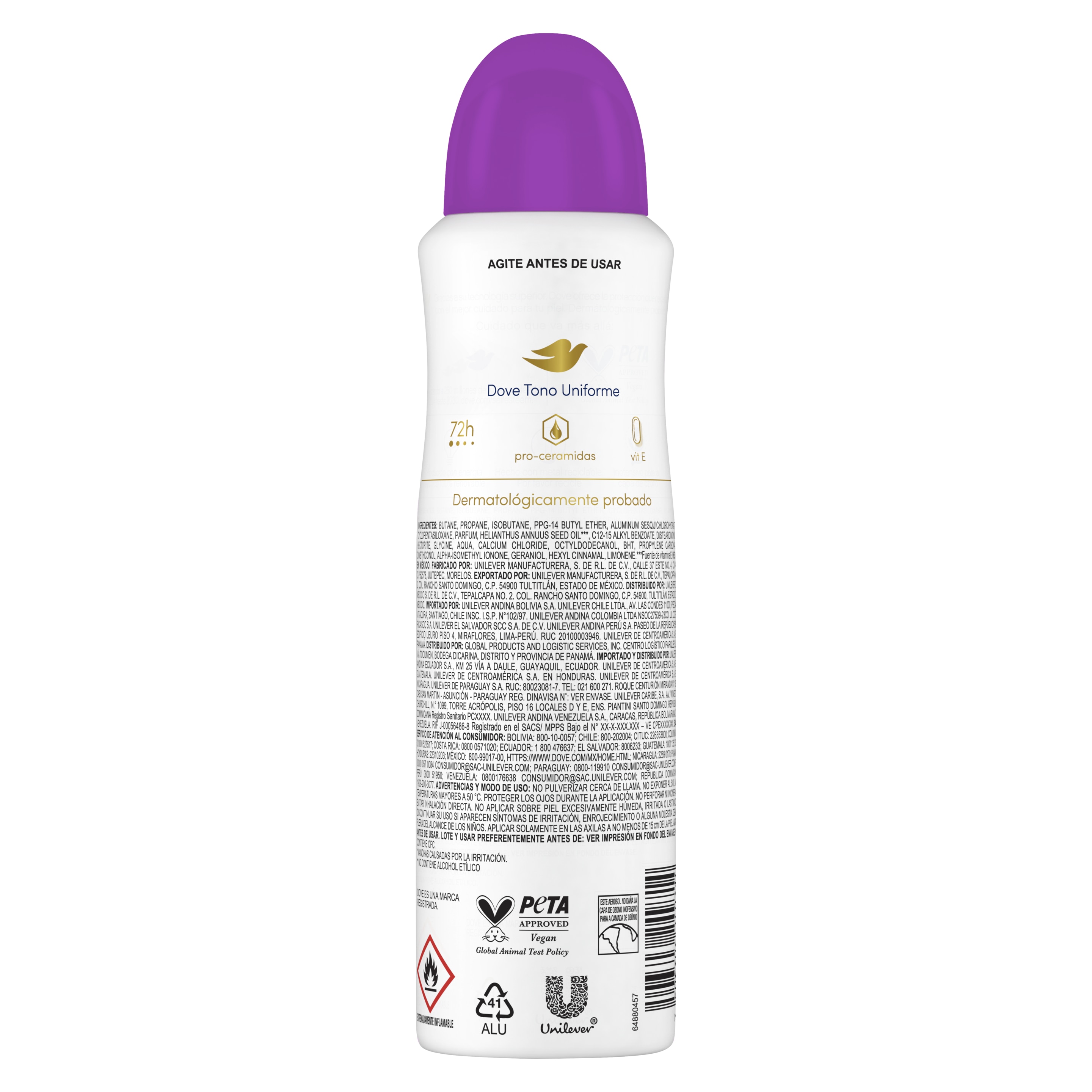 Antitranspirante en Aerosol Dove Tono Uniforme Orquídea 150ml
