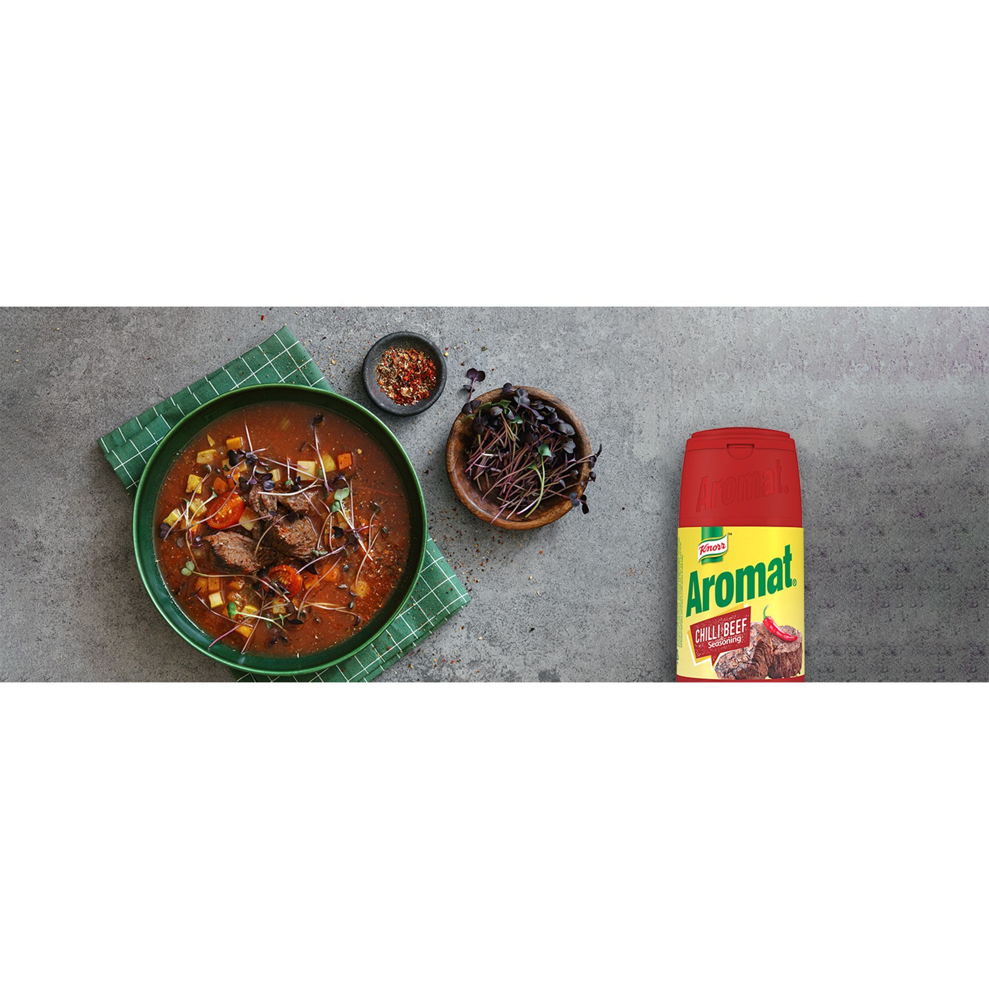 Aromat Chilli Beef cannister and stew