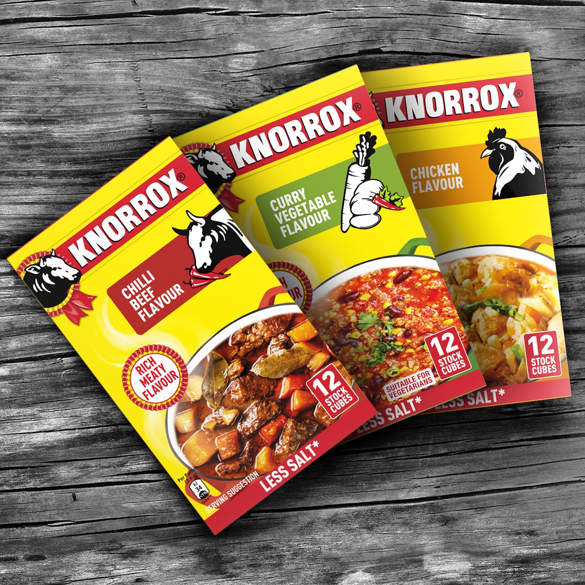 Three Knorrox Stock Cube Variants