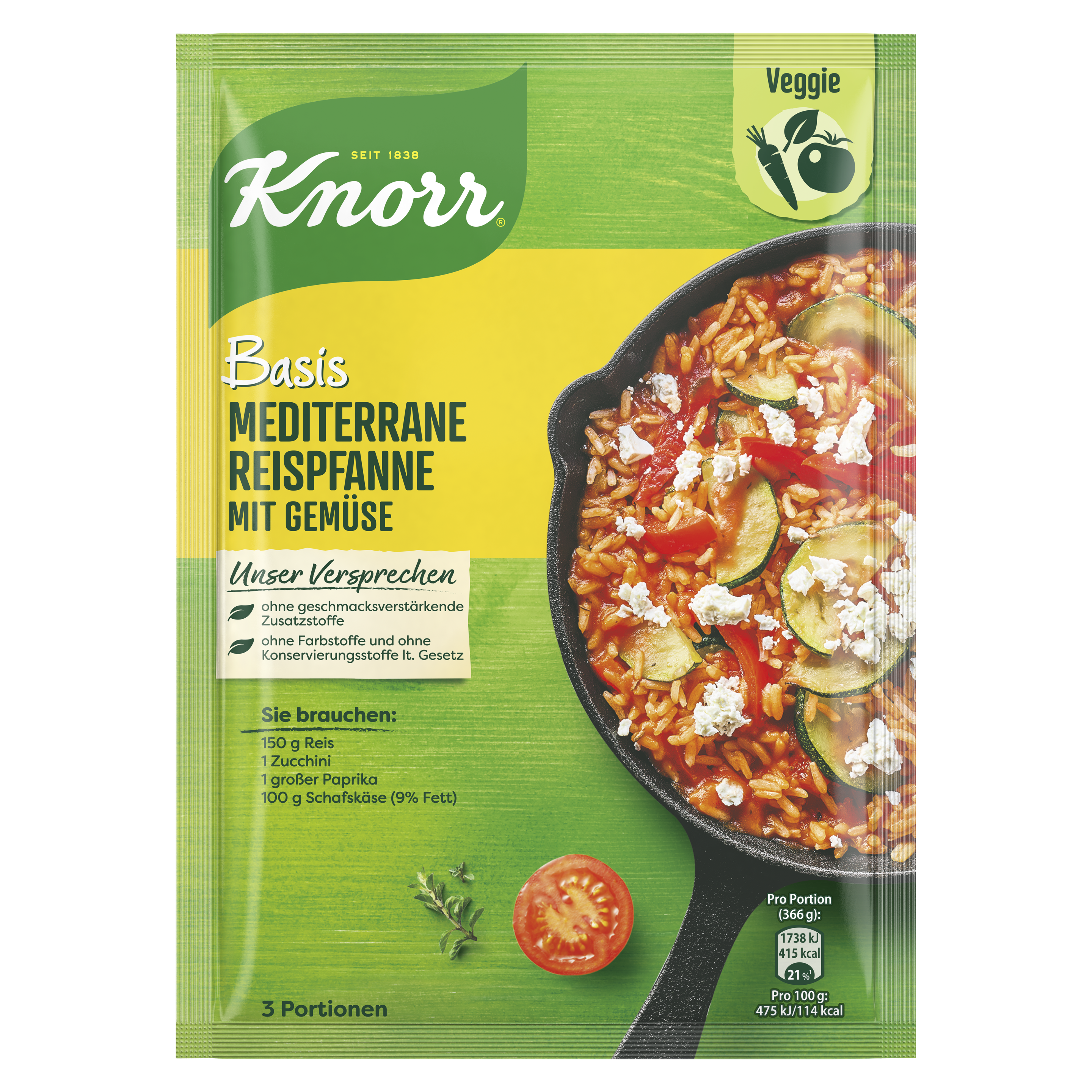 Knorr Basis für Mediterrane Reispfanne mit Gemüse 3 Portionen 46g packshot