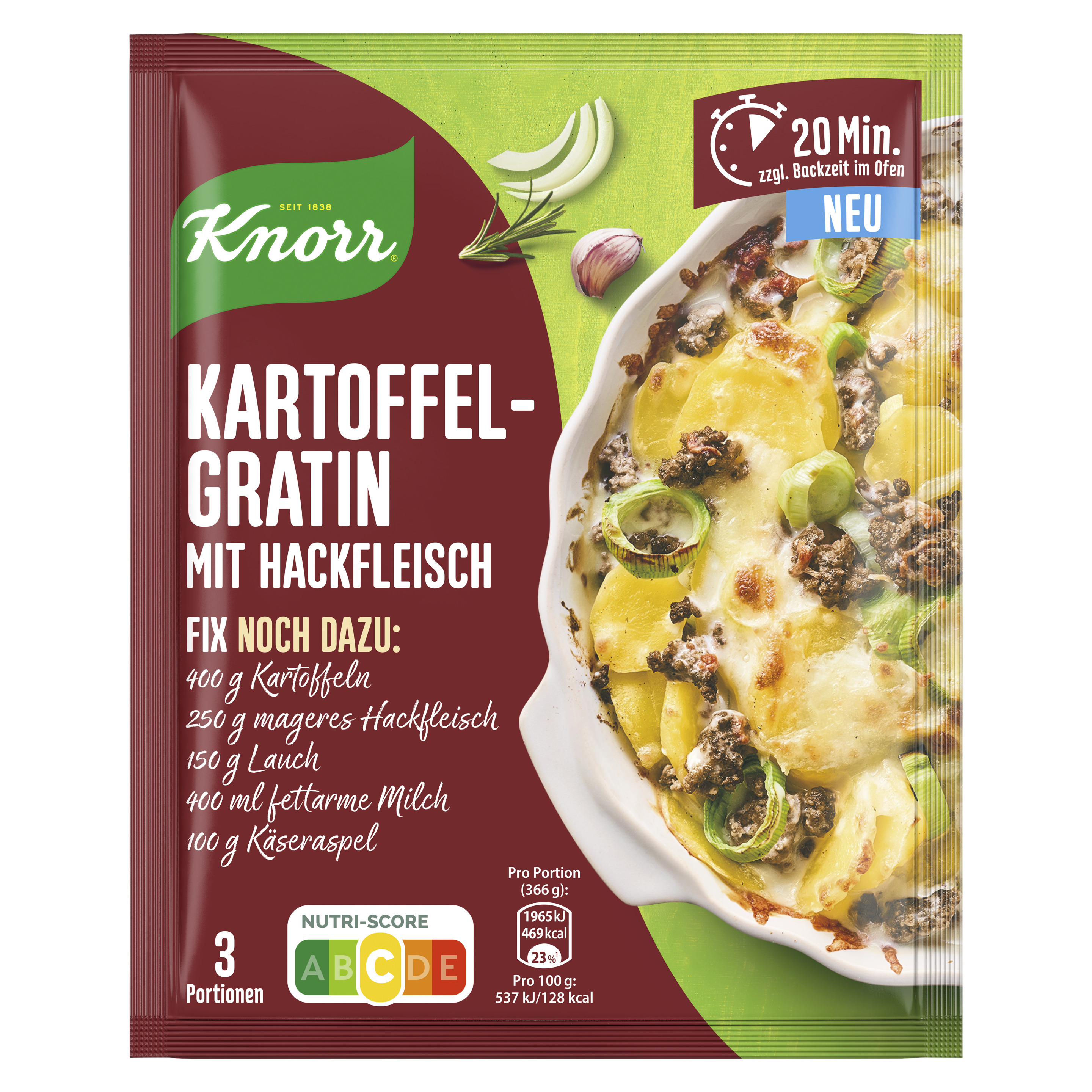 Knorr Fix Kartoffelgratin mit Hackfleisch 42 g | Knorr Deutschland