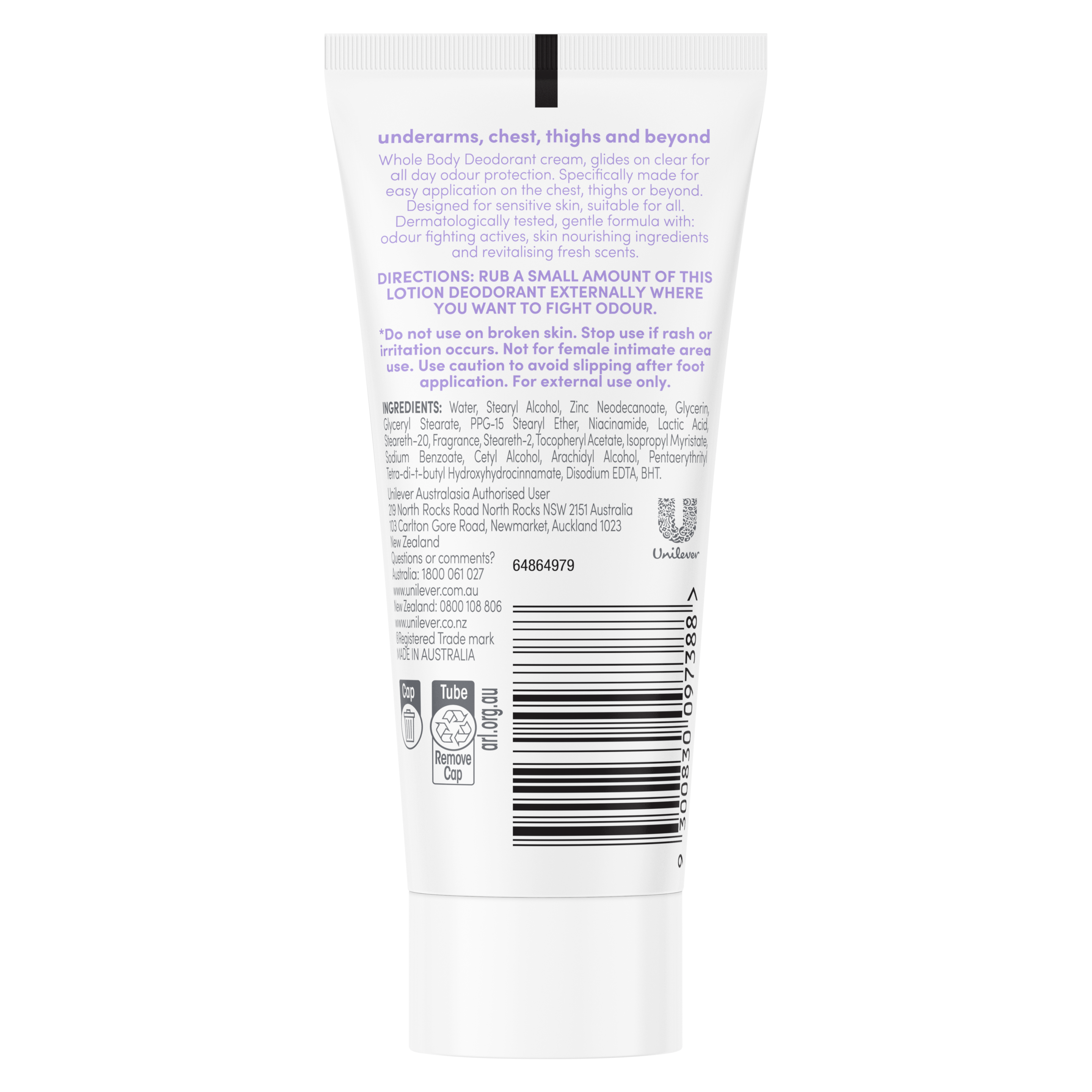 Women's Lavender & Chamomile Whole Body Deodorant Cream 75mL