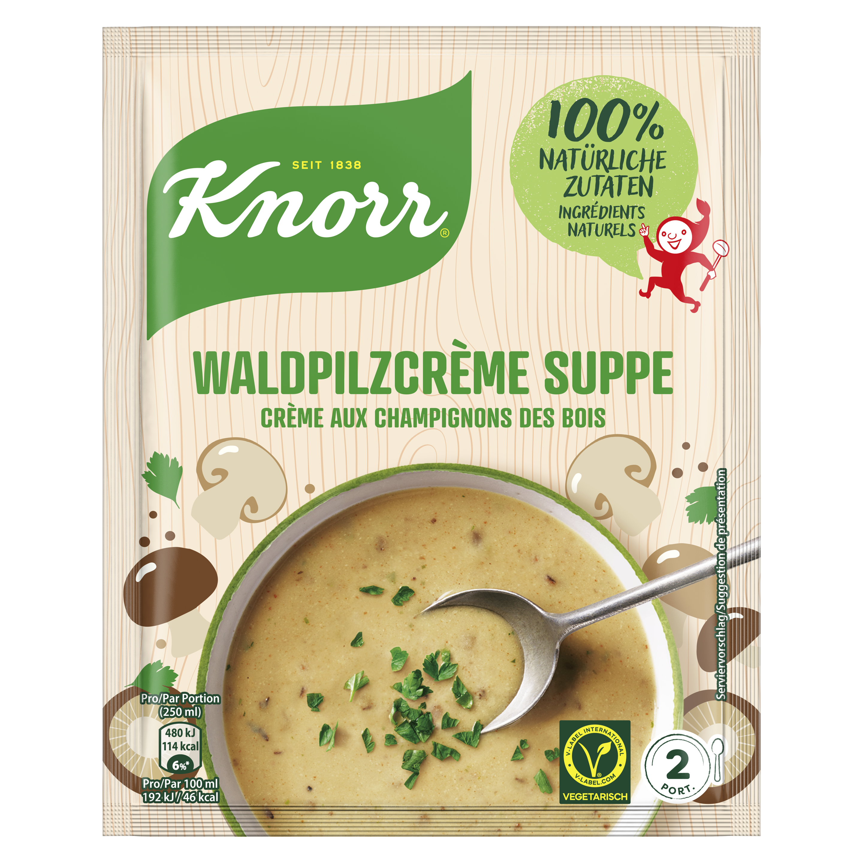 KNORR 100% natürliche Zutaten Waldpilzcrème Suppe Beutel 2 Portionen