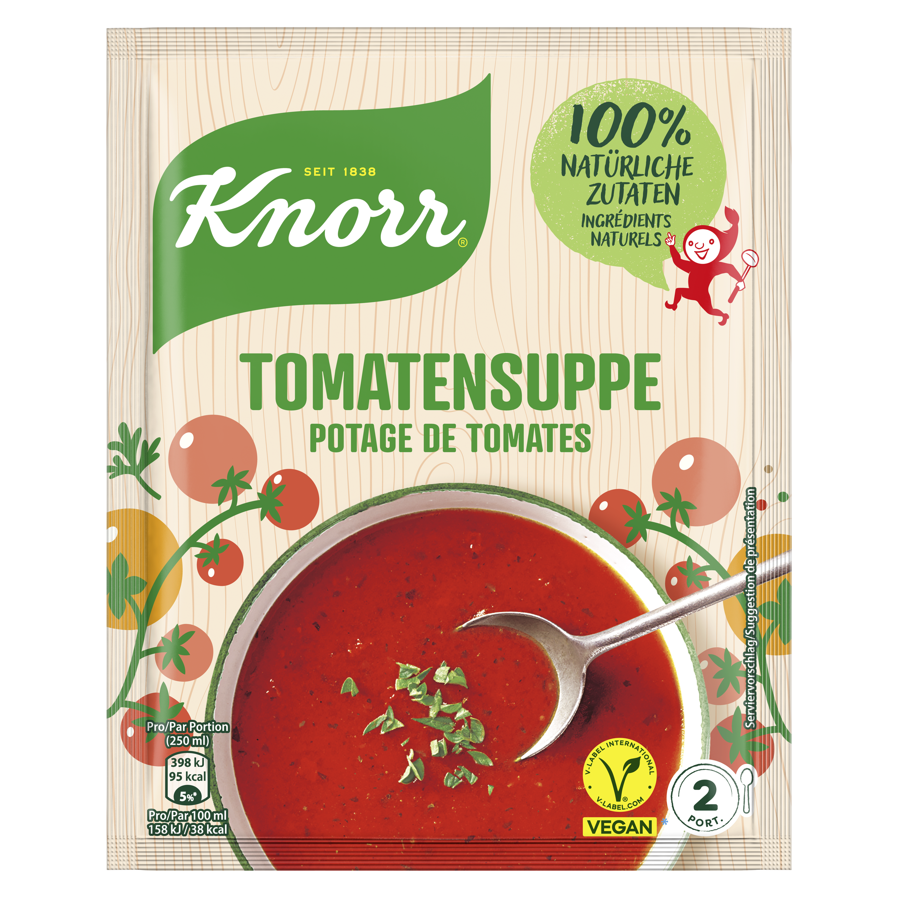 KNORR 100% natürliche Zutaten Tomatensuppe Beutel 2 Portionen
