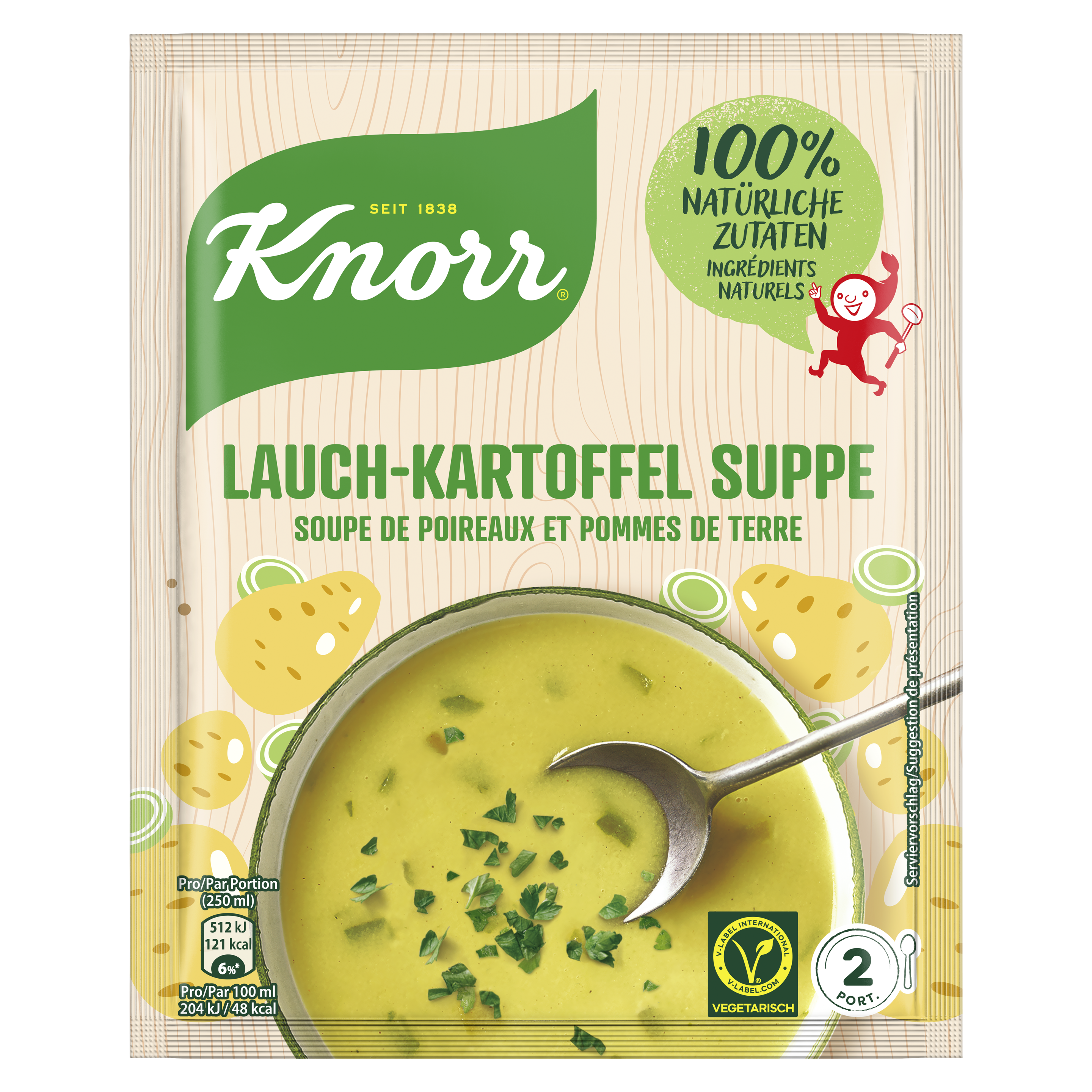 KNORR 100% natürliche Zutaten Lauch-Kartoffel Suppe Beutel 2 Portionen