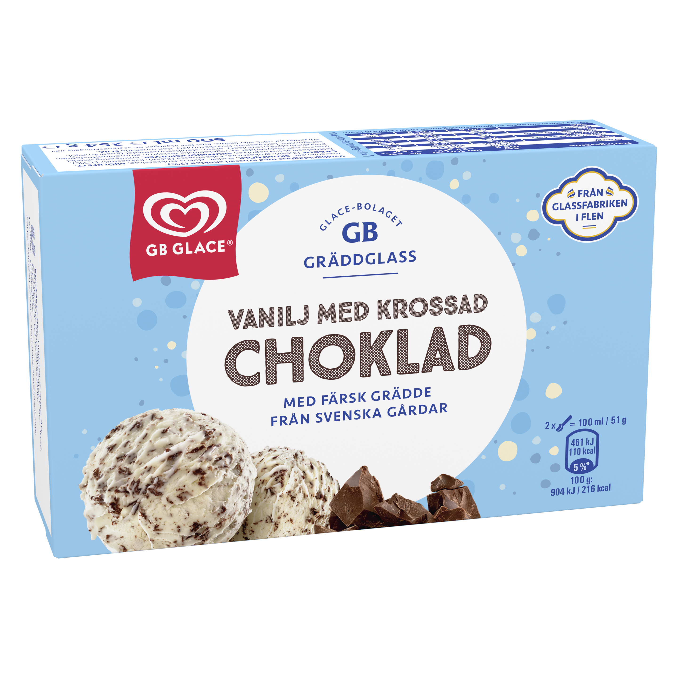 GB Gräddglass Vanilj med krossad choklad packshot