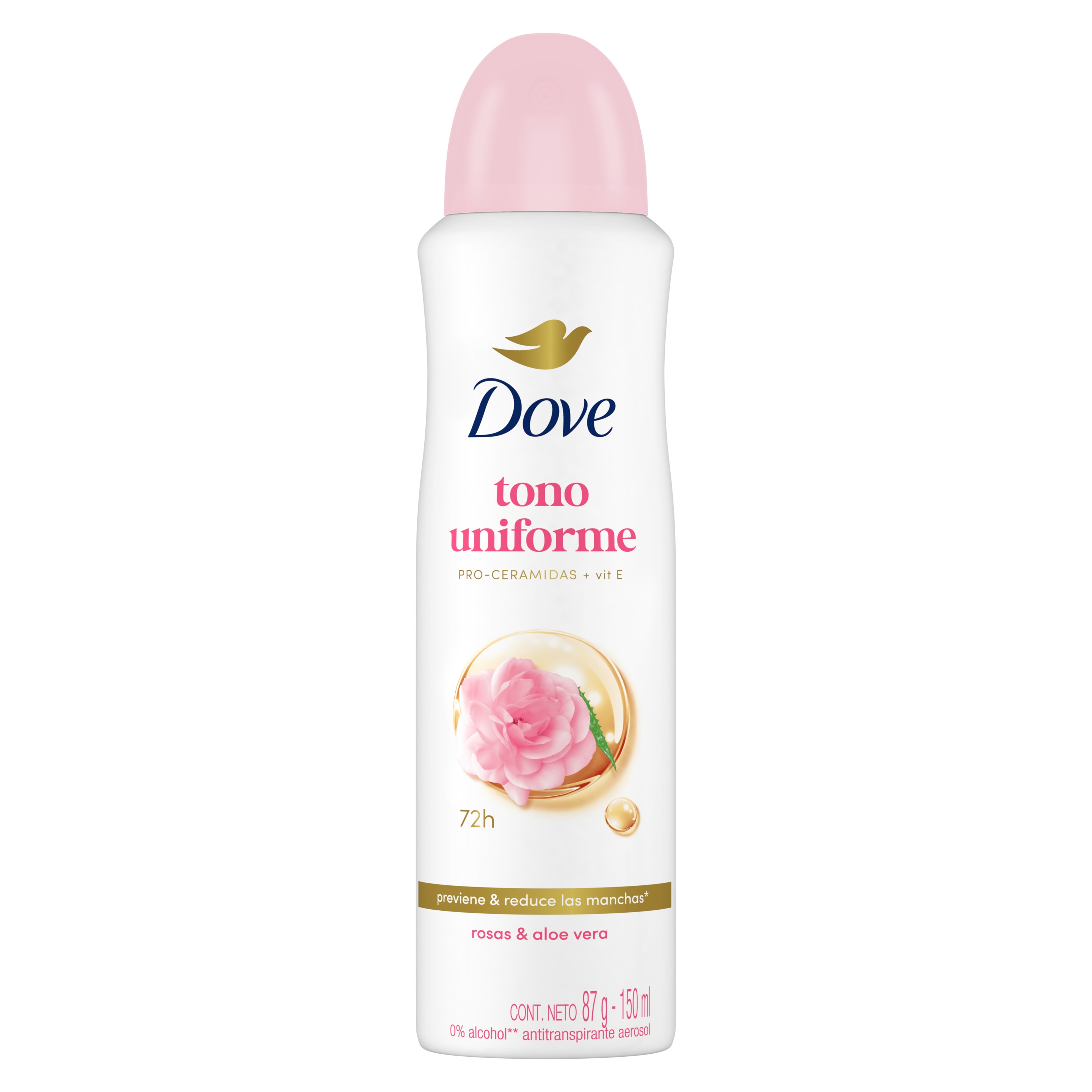 Dove®Antitranspirante en Aerosol Tono Uniforme Rosas - Disfruta su fórmula con vitamina E. packshot
