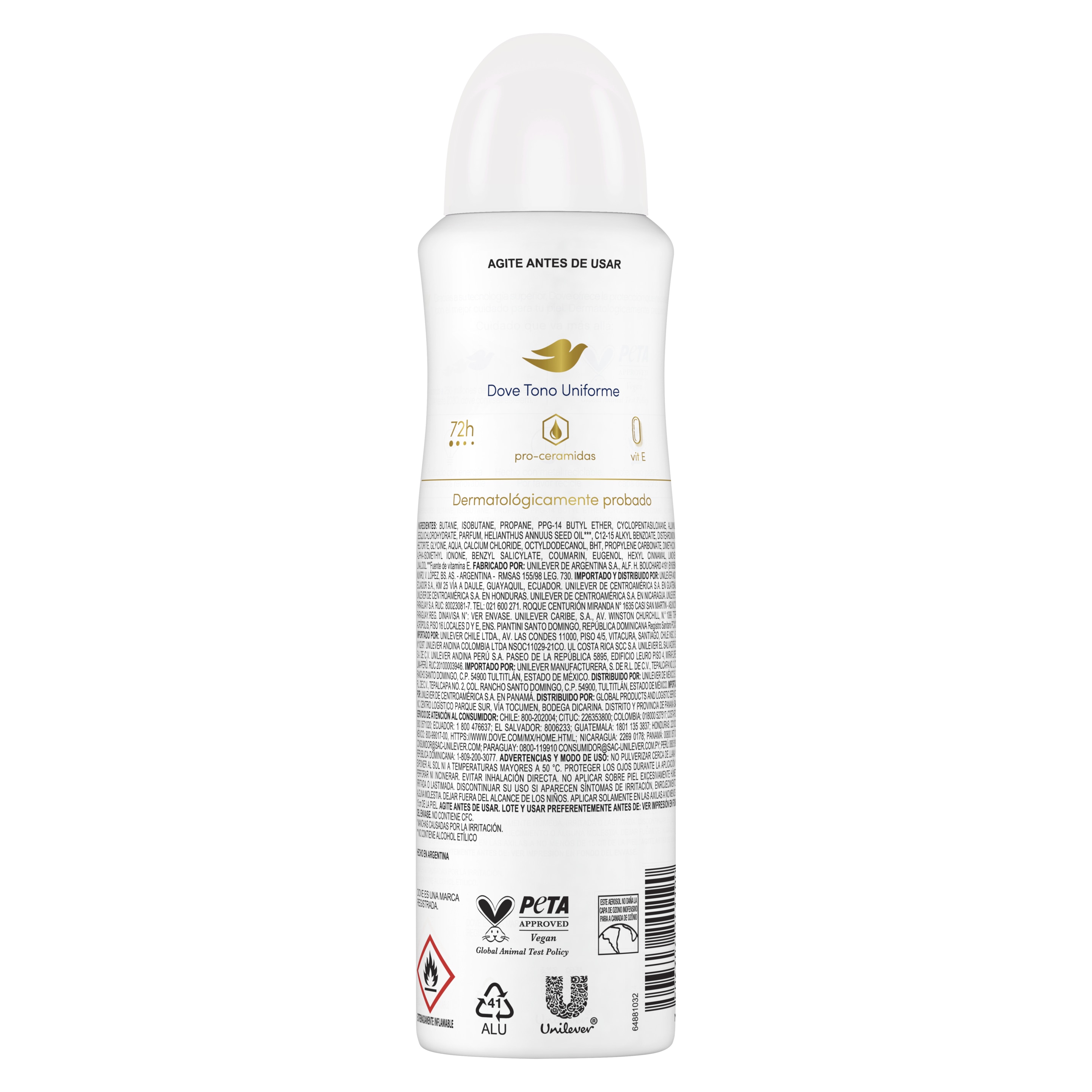 Antitranspirante en Aerosol Dove Tono Uniforme Coco 150ml