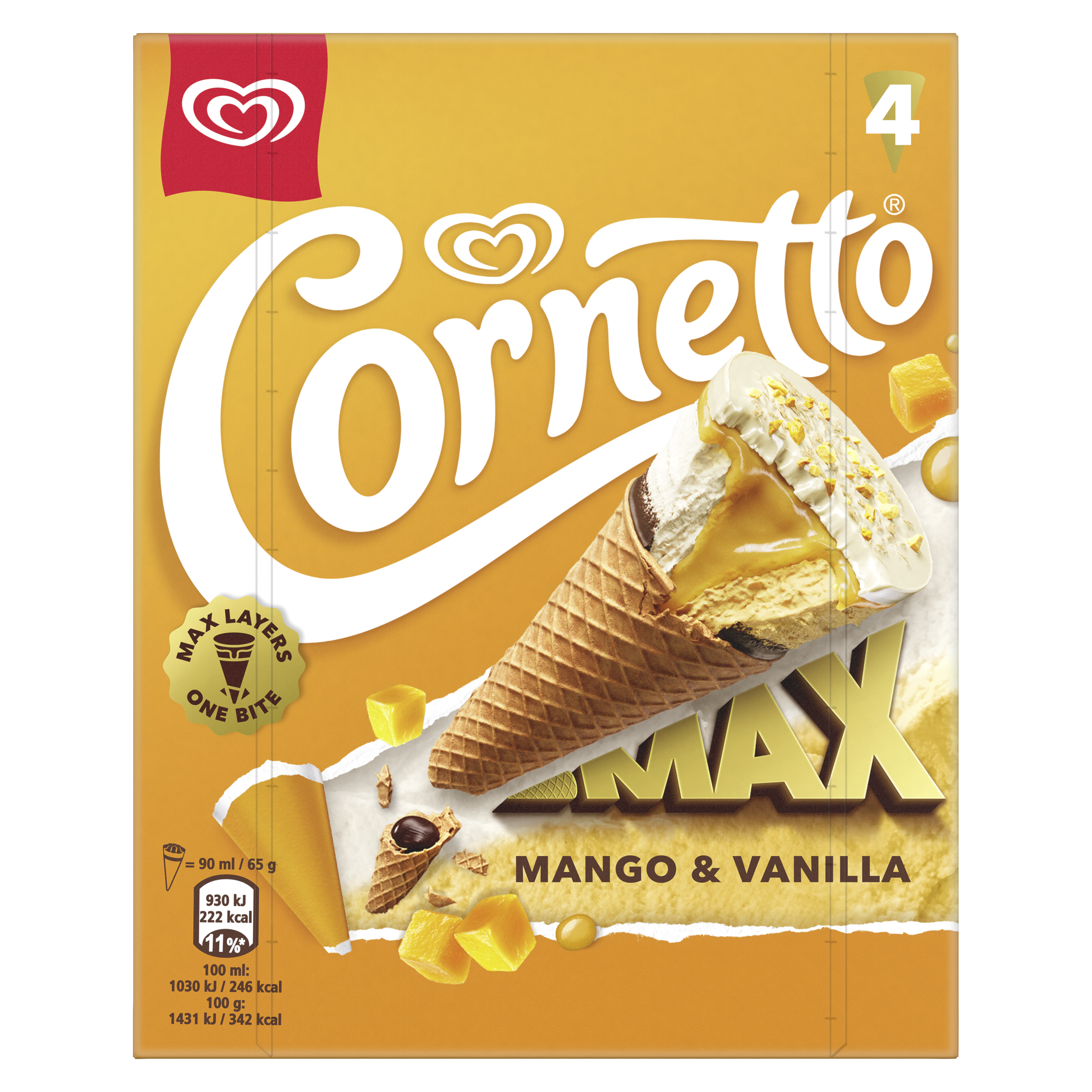 Cornetto MAX Mango & Vanilla  4x 90 ml packshot