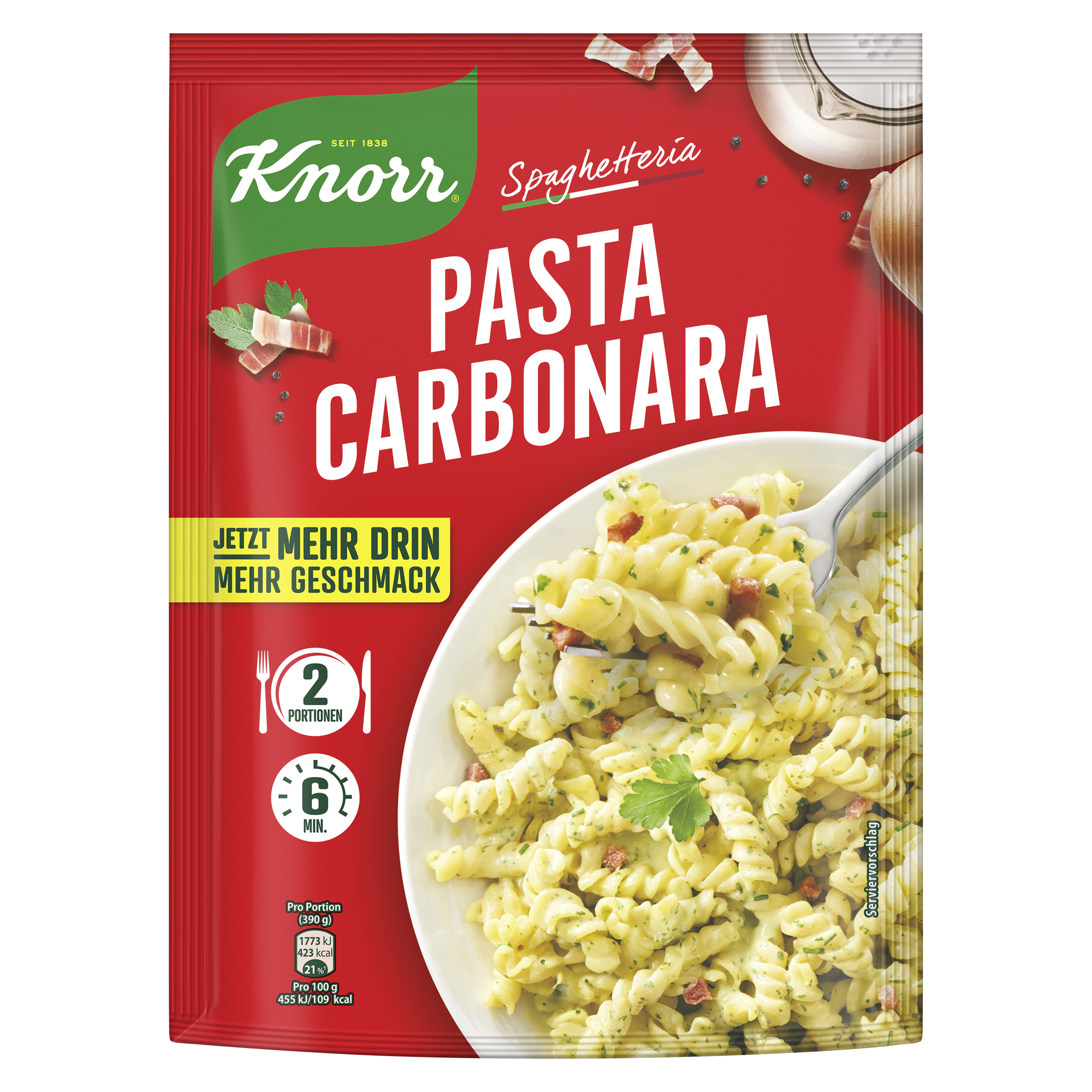 Knorr Spaghetteria Carbonara Nudel-Fertiggericht 211g Beutel packshot