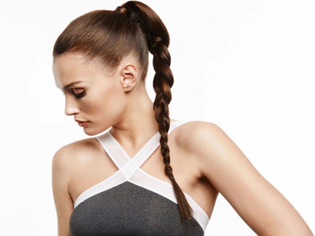 Girl with braided ponytail