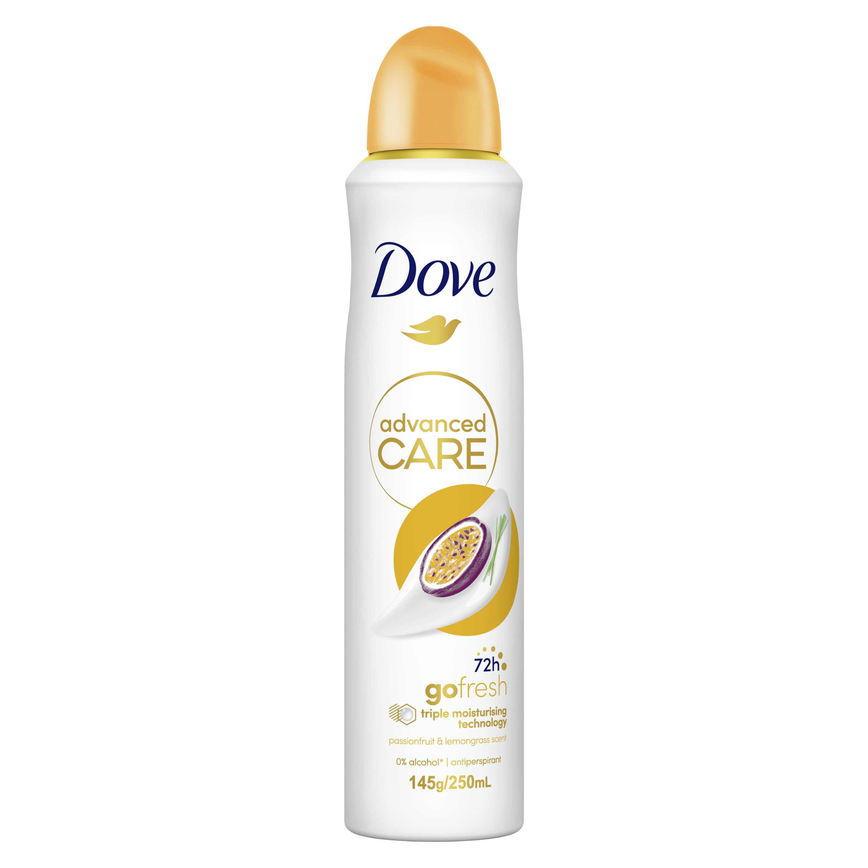 DOVE ADVANCED ANTIPERSPIRANT AEROSOL PASSION FRUIT & LEMONGRASS  250 ML