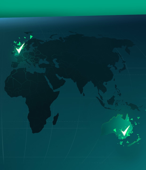 Plano de fundo em tons de verde com mapa da Europa e Oceania com o logo da Rexona