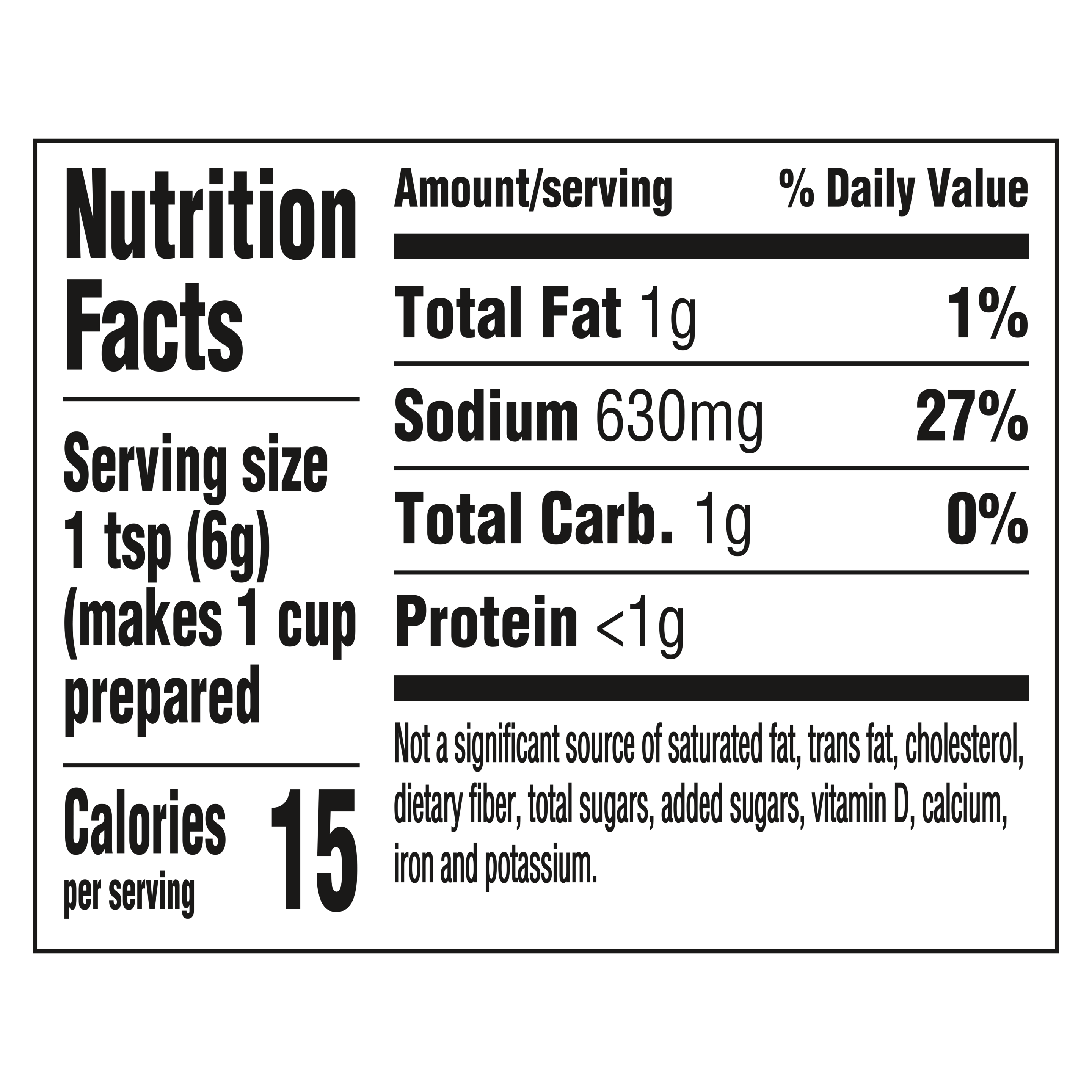Roasted Beef Premium Flavor Base Nutritional Panel