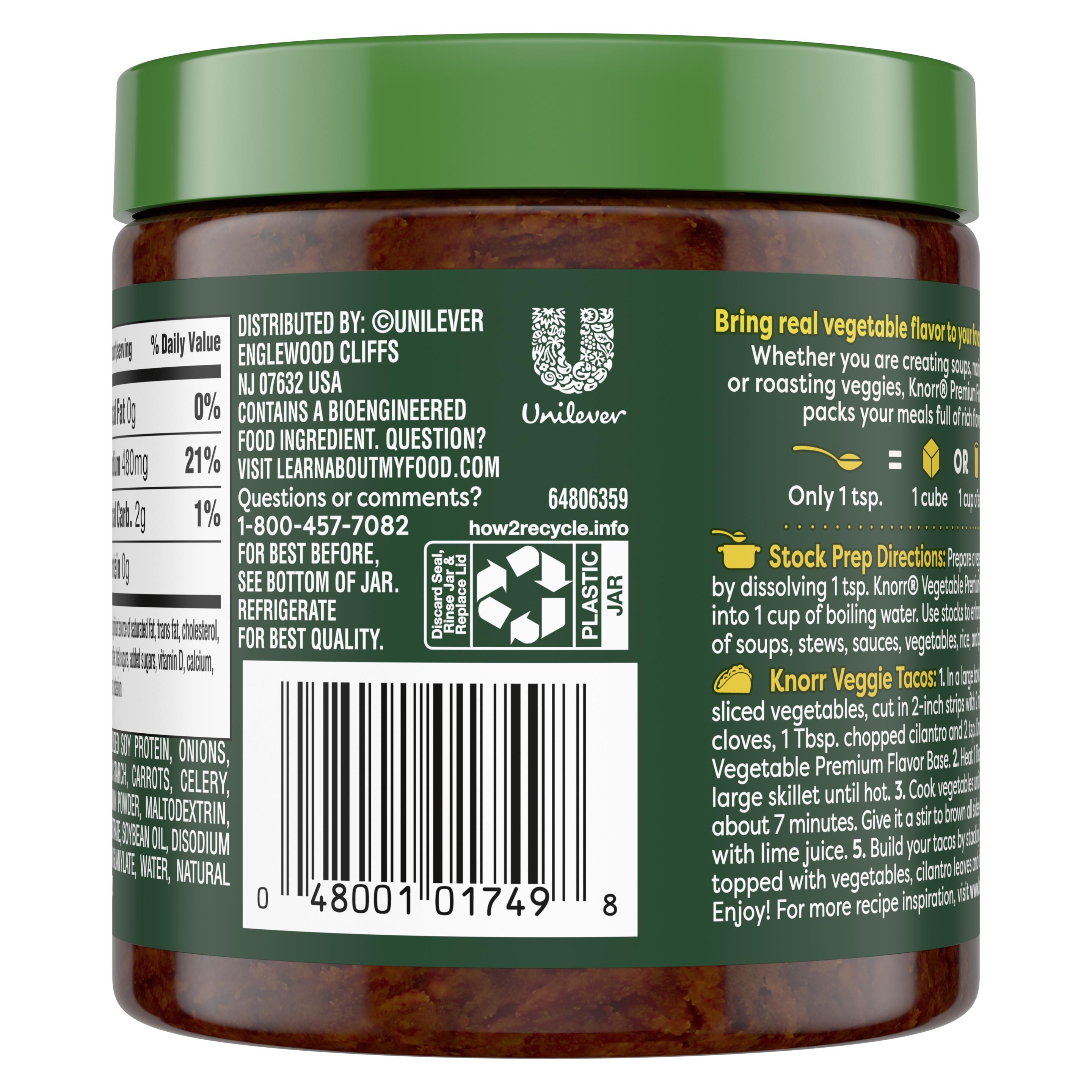 Vegetable Premium Flavor Base Back of Pack