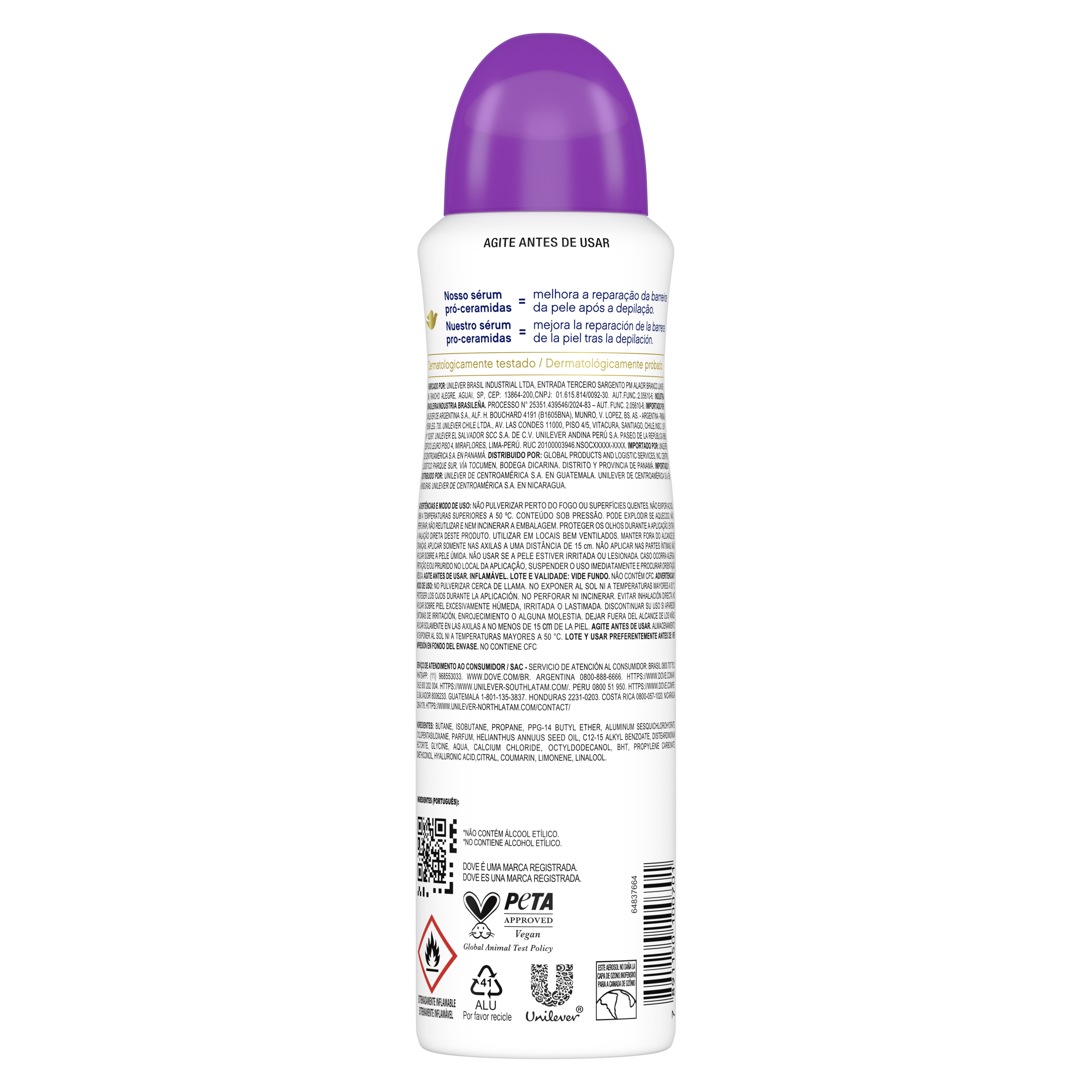 Desodorante Antitranspirante Aerosol Dove Fresh Care Lavanda e Baunilha