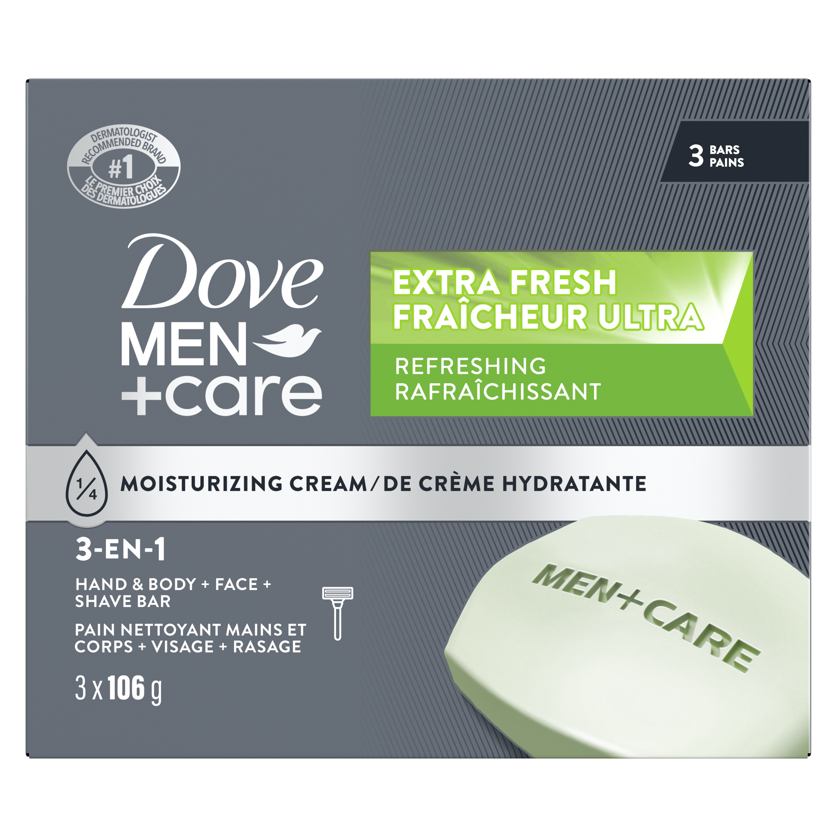 Men+Care Extra Fresh Body & Face Bar 3x106g