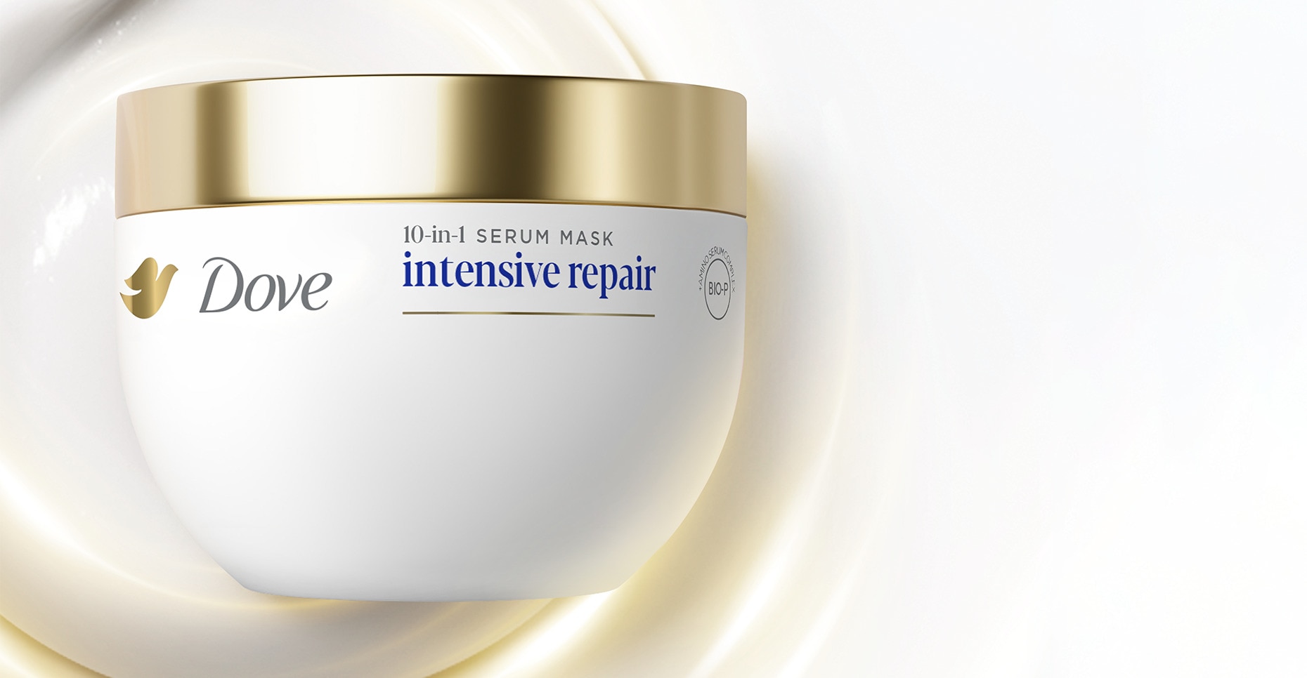 Product image of the Dove Bond Strength 10-in-1 Serum Mask on a textured background