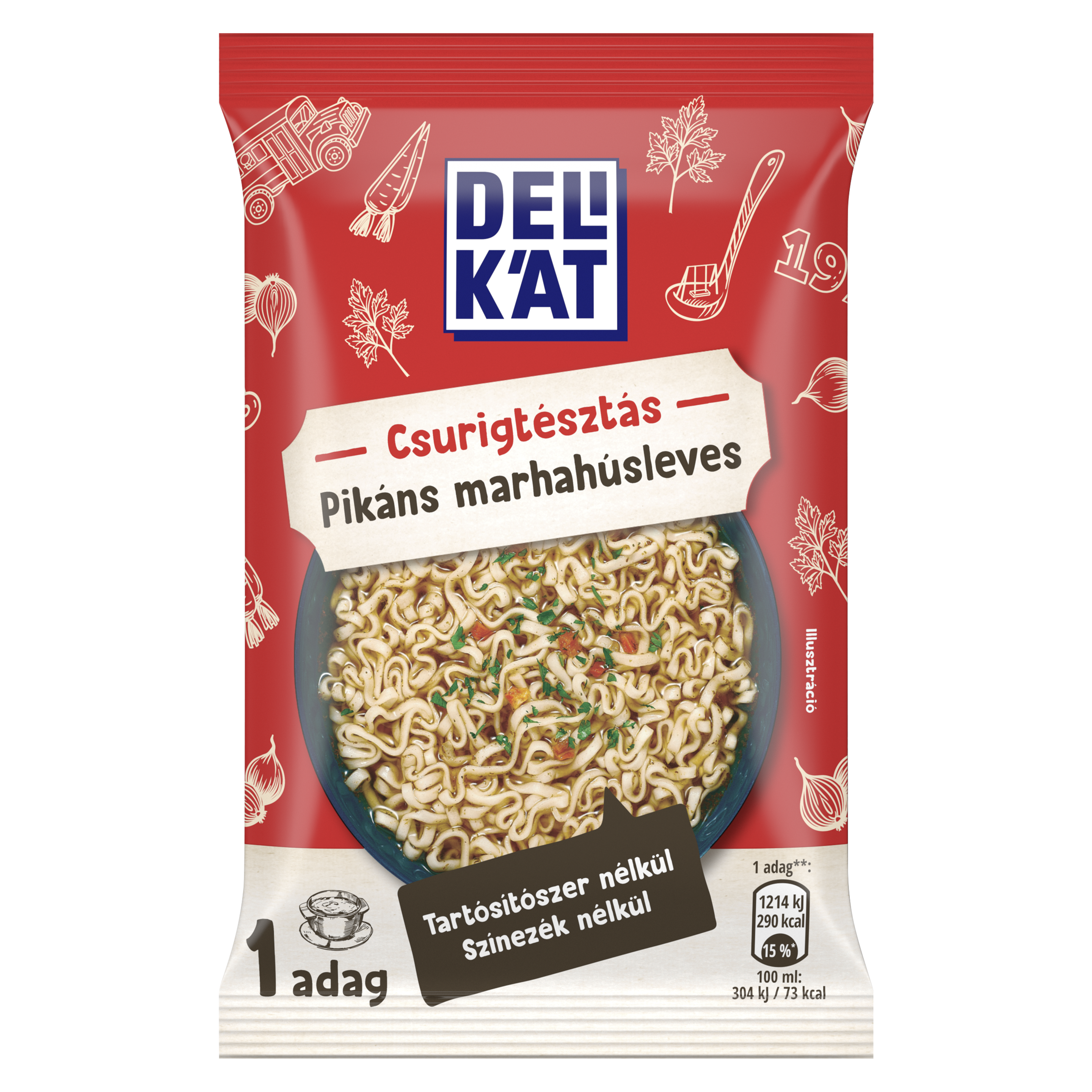 Delikát Csurigtésztás pikáns marhahúsleves packshot