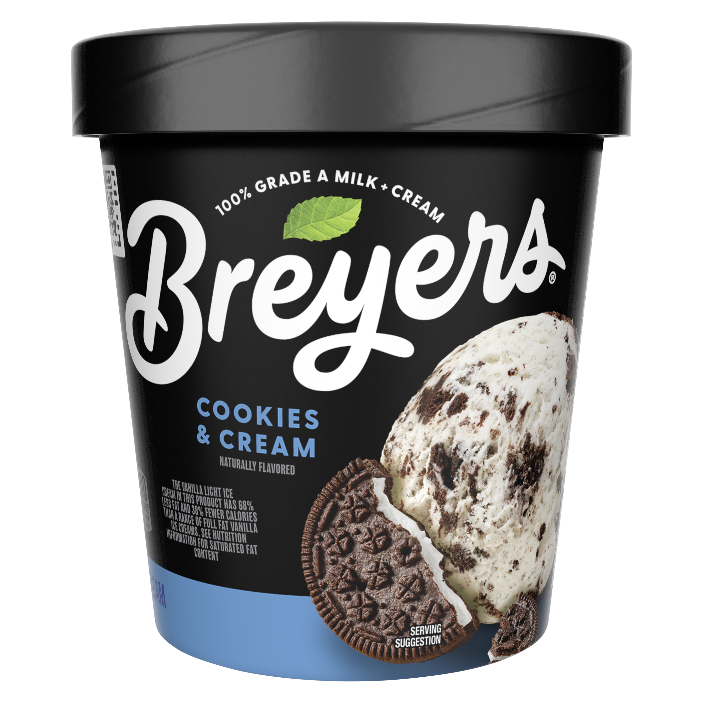 A 16 ounce tub of Breyers® Cookies & Cream front of pack