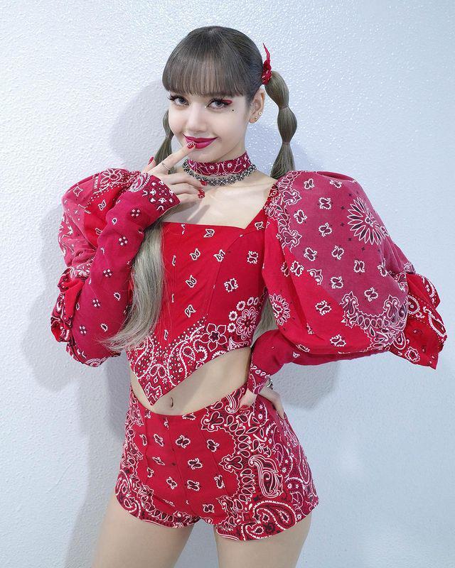 Lalisa Manoban in a red outfit