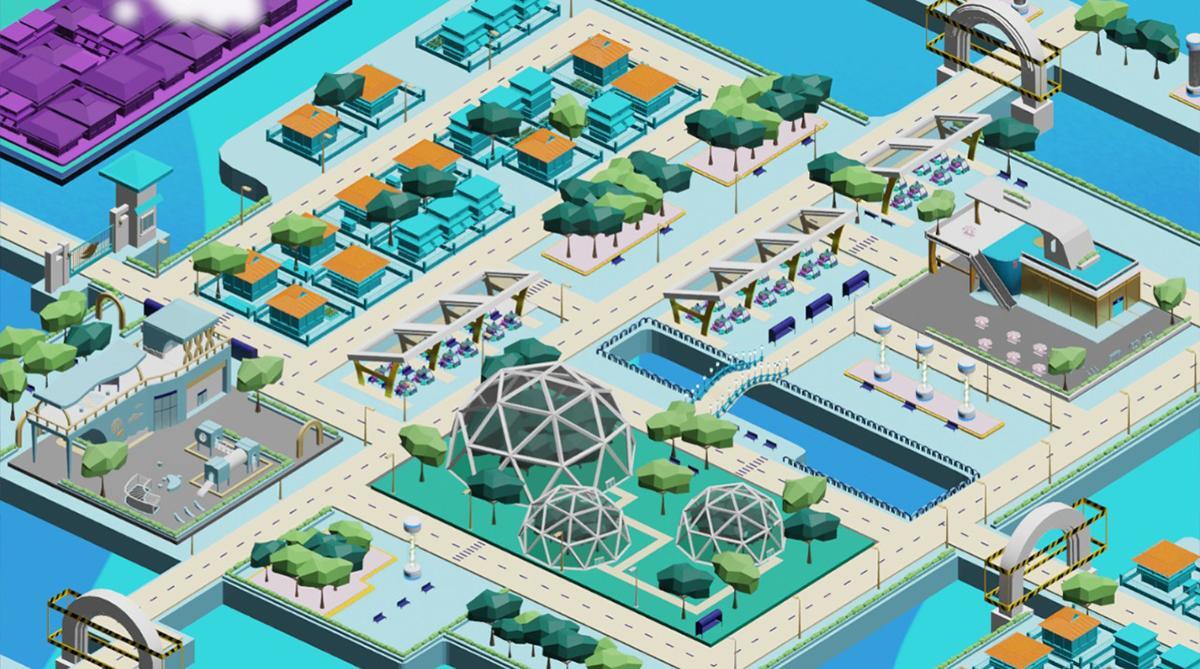 Illustration of a virtual village