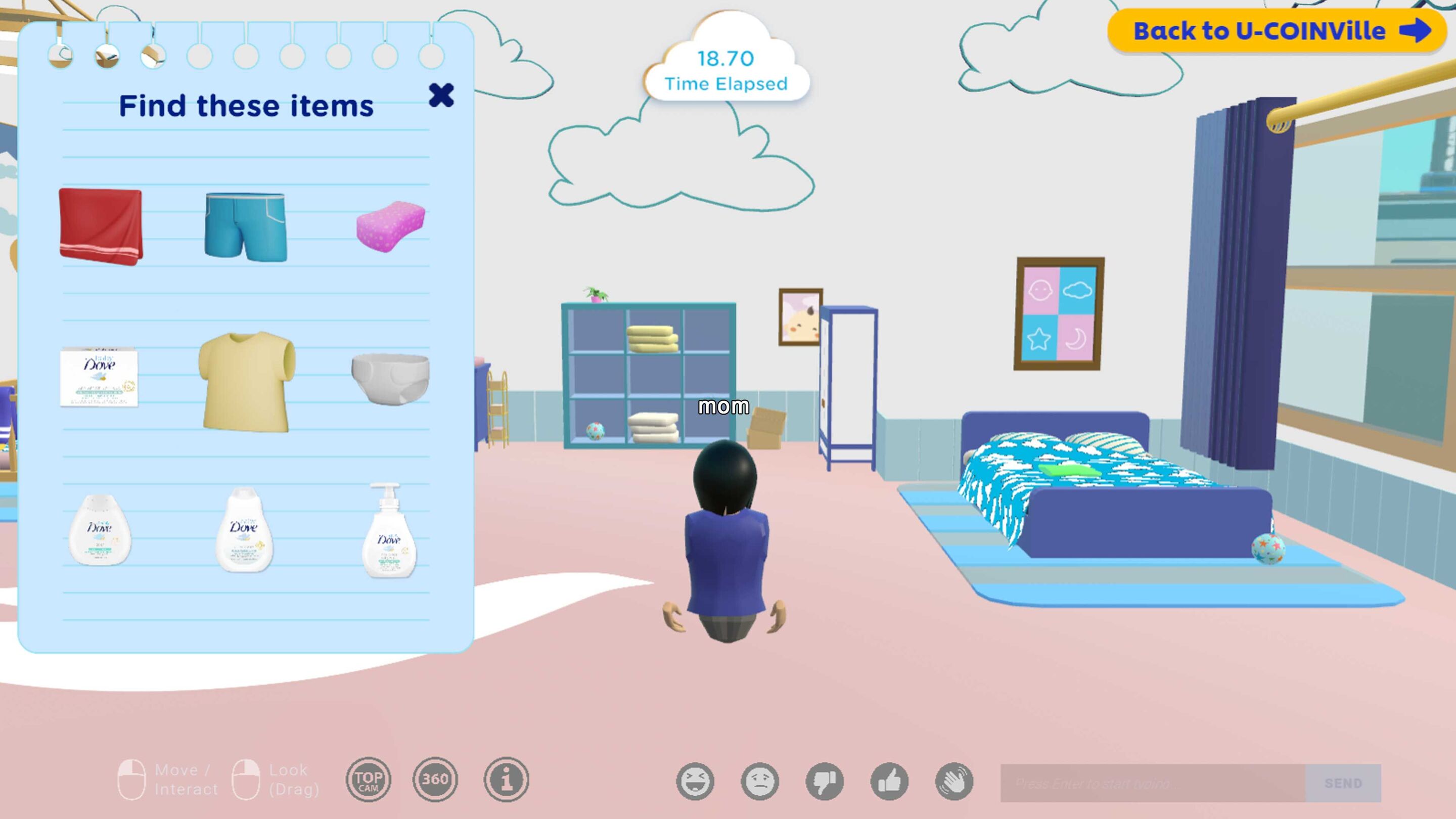 3D mother looking at bathroom