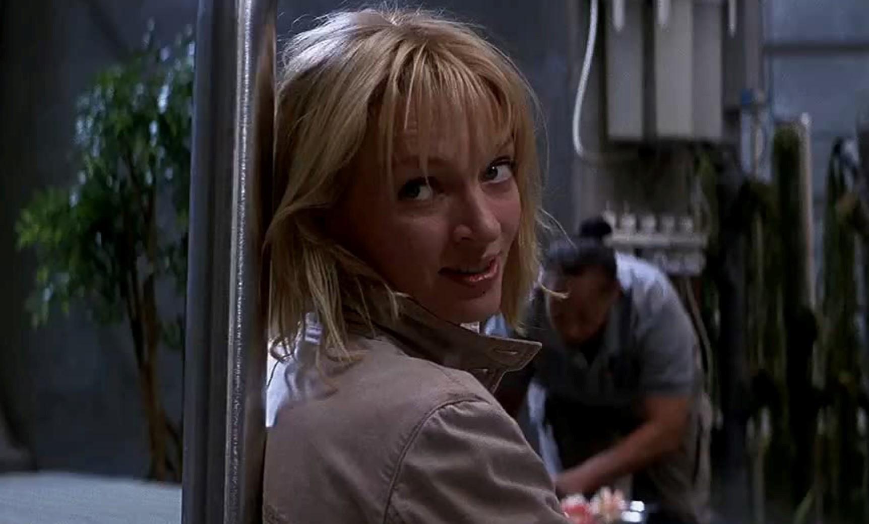 Uma Thurman with a blonde, choppy bob