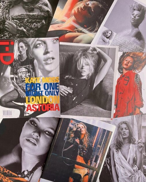 Tear sheets from Kate Moss’ archive of magazine photoshoots from 2004. 