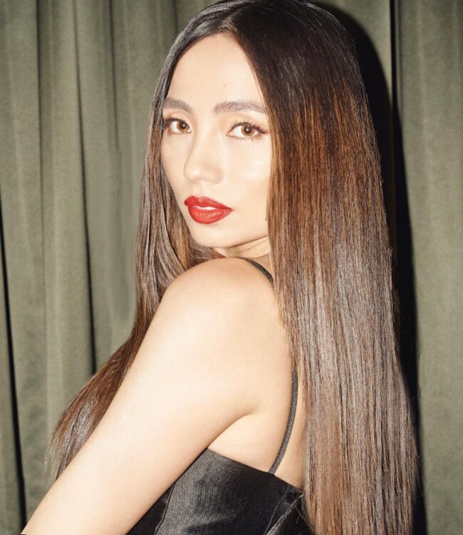 Martine Cajucom with straight and sleek hair