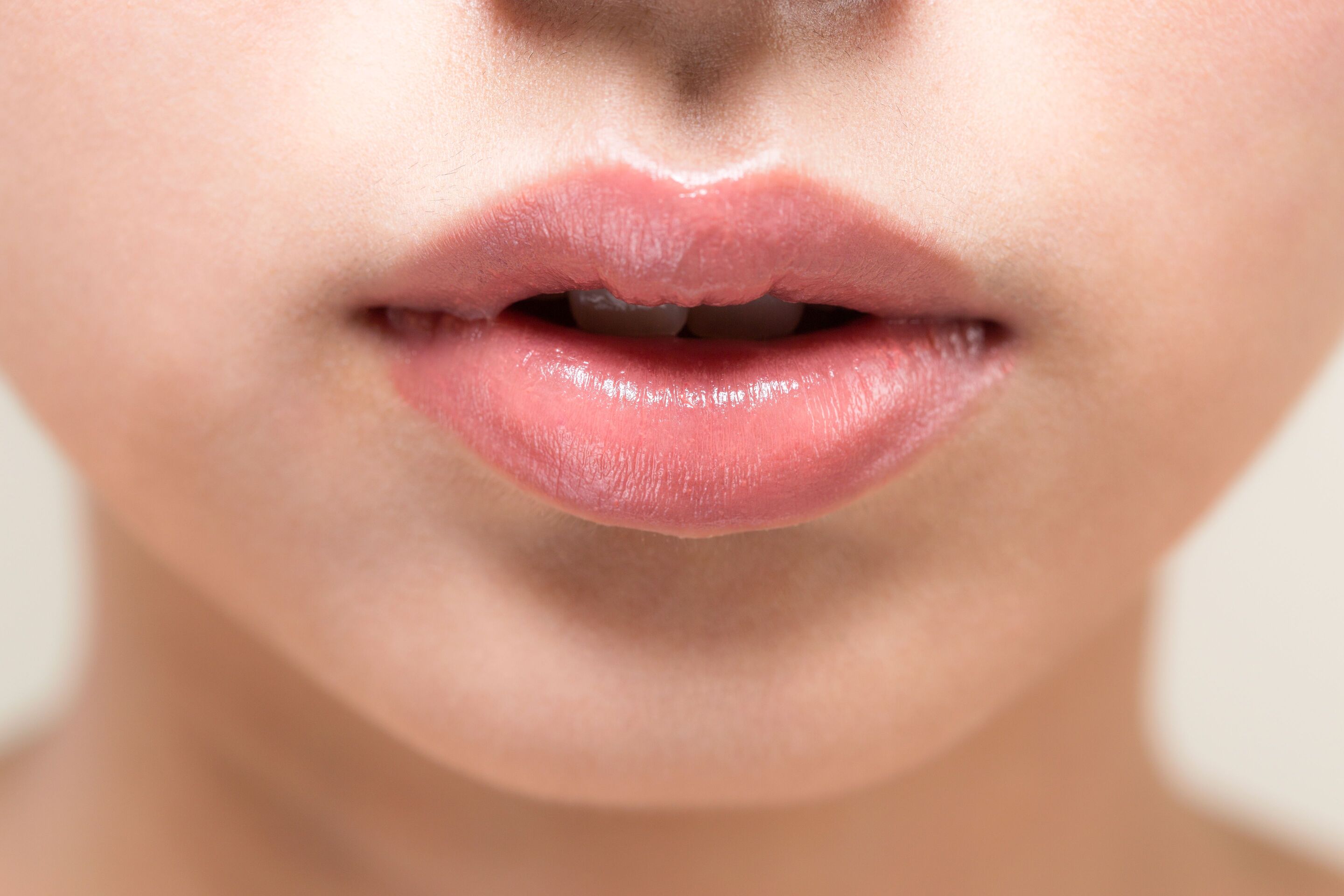Closeup of plump lips