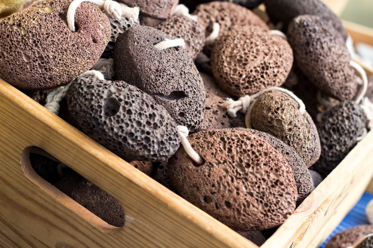 Pumice stones in a box.