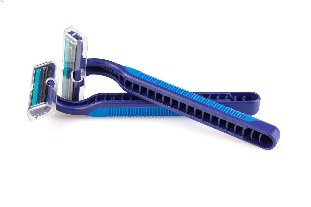 A blue plastic shaving razor 