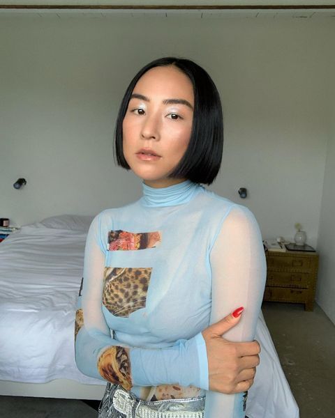 Asian woman with short black hair